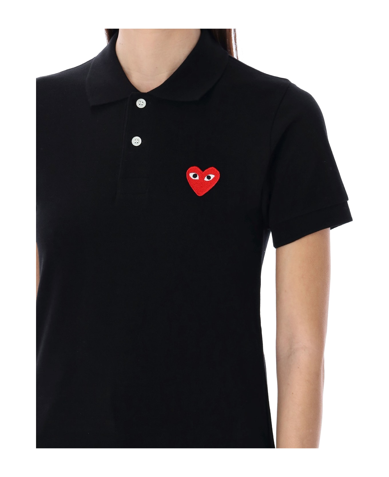 Comme des Garçons Play Red Heart Polo Shirt - BLACK