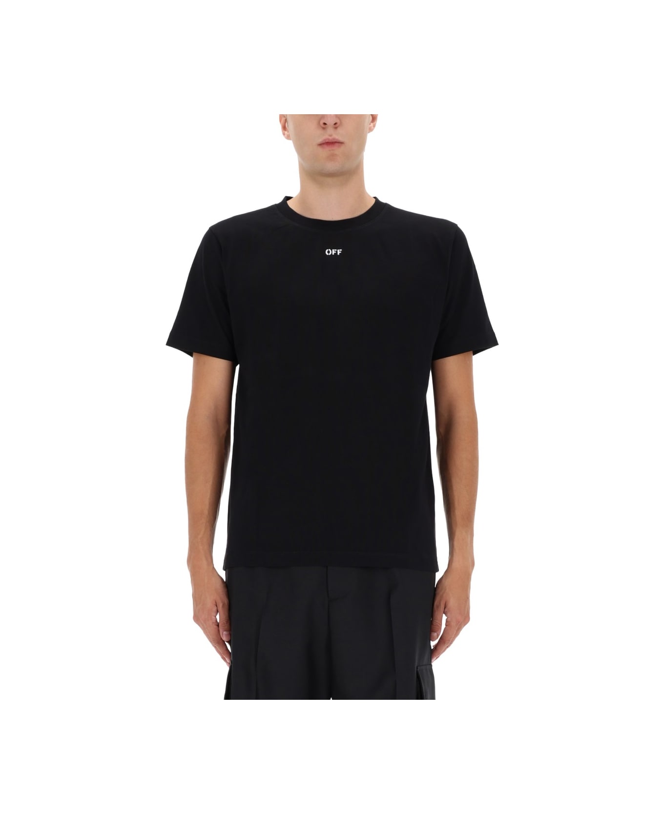 Off-White T-shirt With Logo - BLACK
