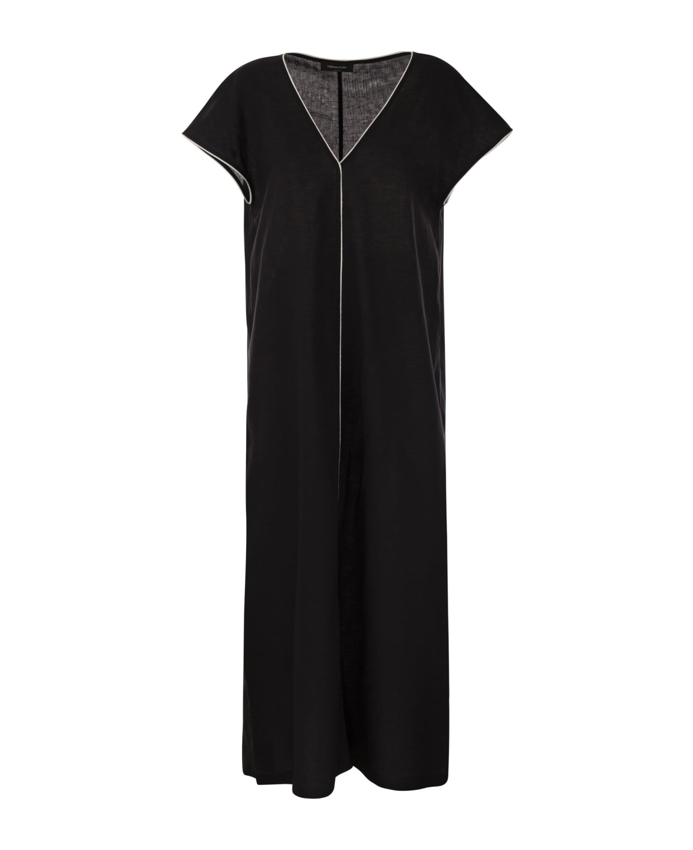 Fabiana Filippi Linen V-neck Dress - Black