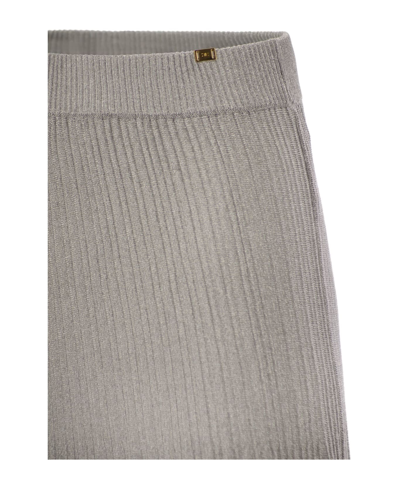Elisabetta Franchi Metallised Viscose Midi Skirt - Grey