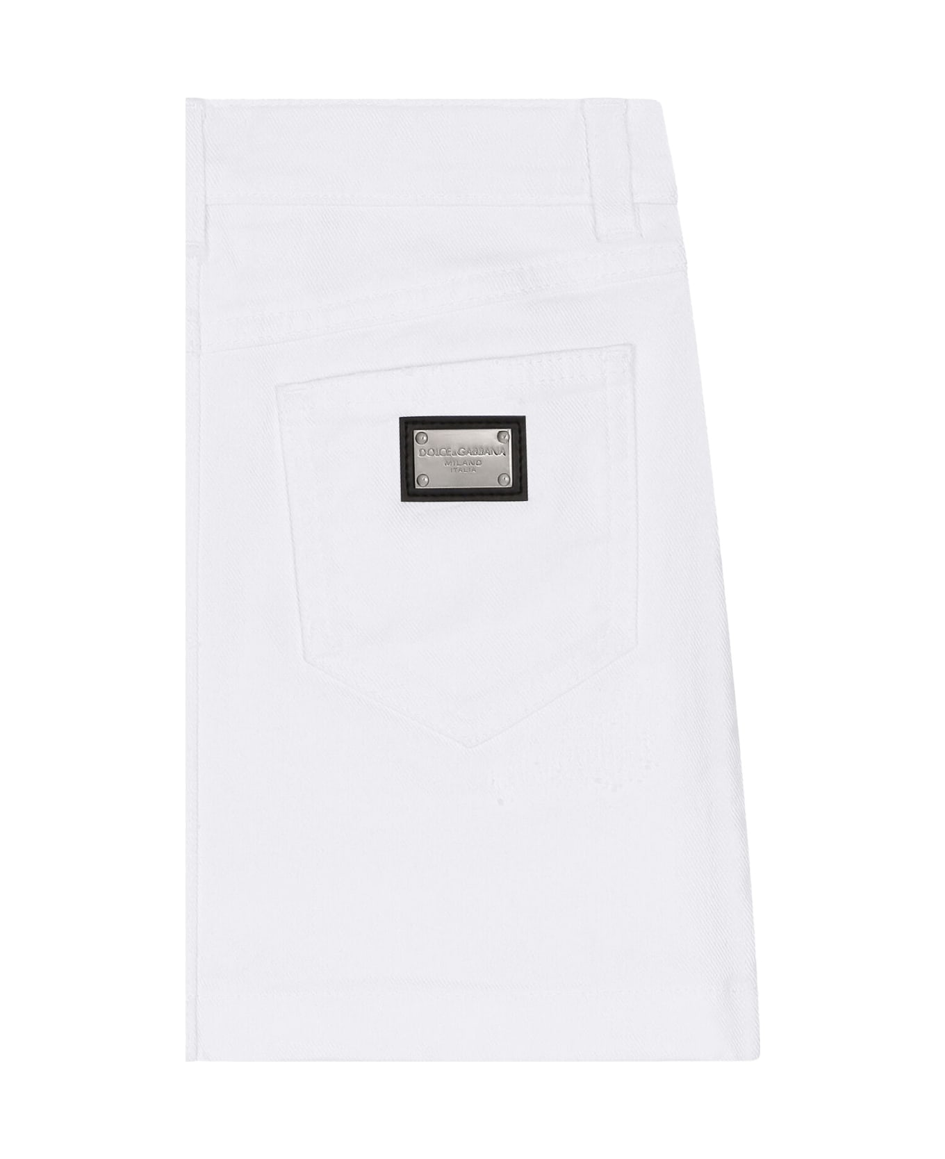 Dolce & Gabbana 5 Pocket White Denim Skirt With Tears - White