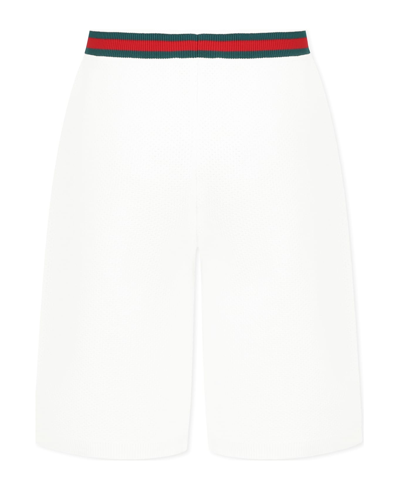 Gucci White Shorts For Kids With Web Detail - White