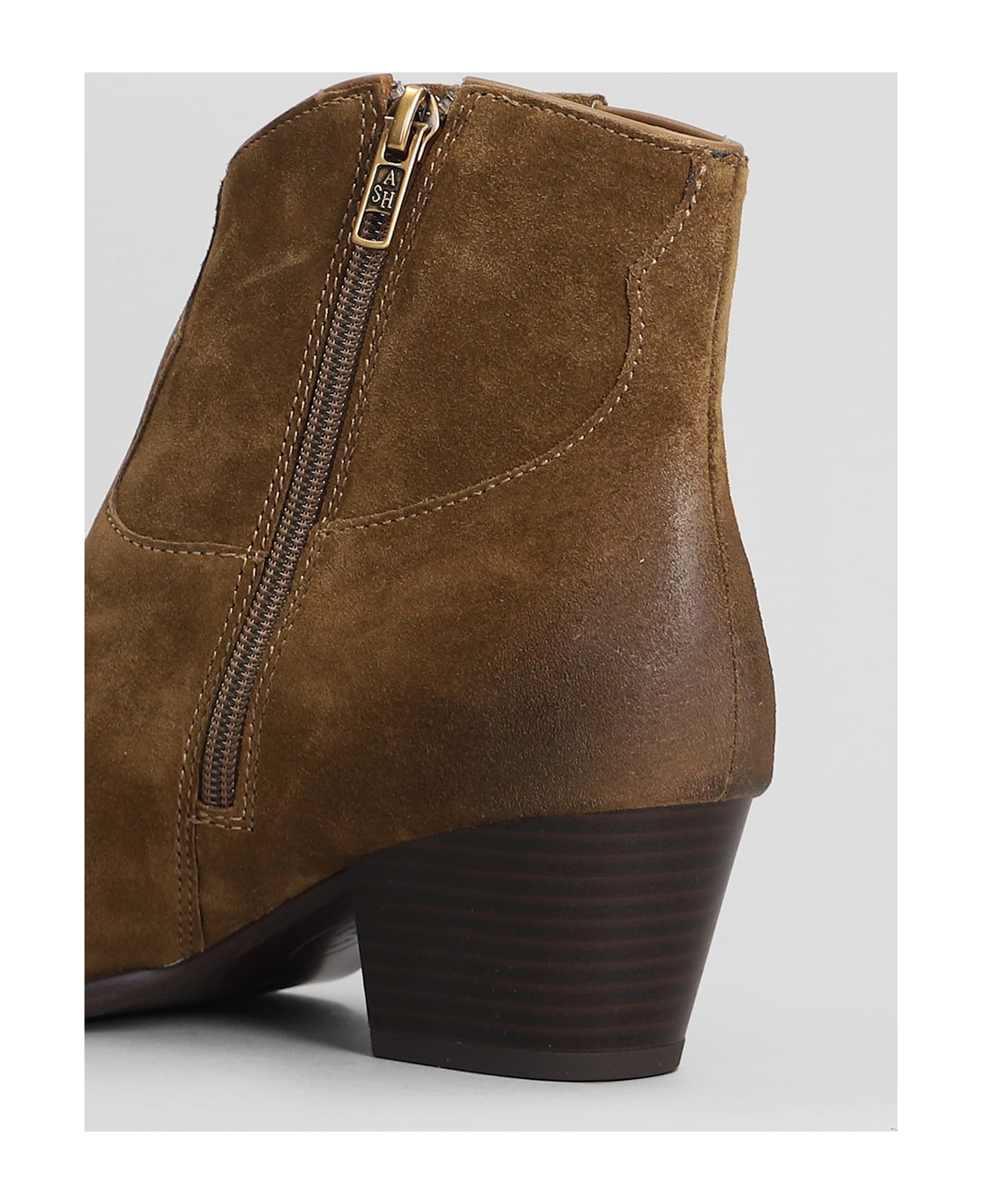 Ash Fame Texan Ankle Boots In Leather Color Suede - leather color