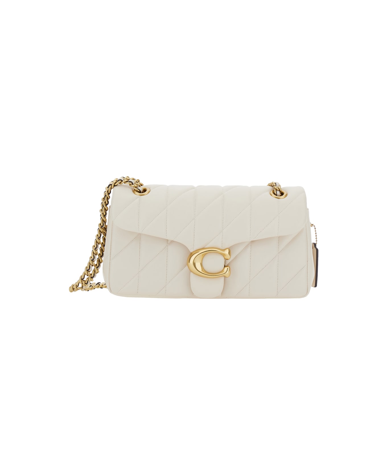 Coach 
tabby 26
 White Quilted Crossbody Bag With Chain-link Leather Shoulder Straps And Logo Plaque On The Front In Leather Woman - White