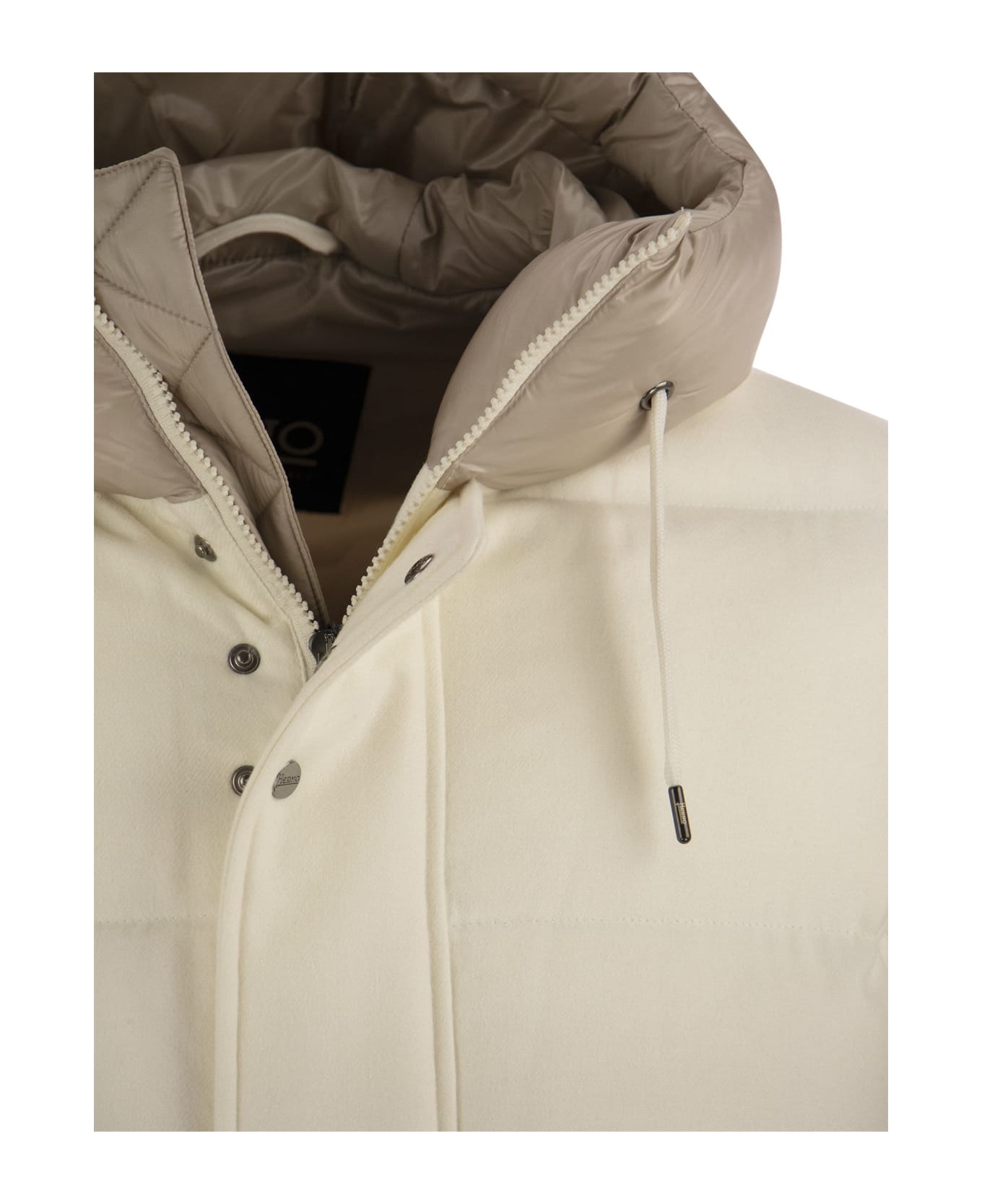 Herno Cashmere And Silk Hooded Parka - Ivory