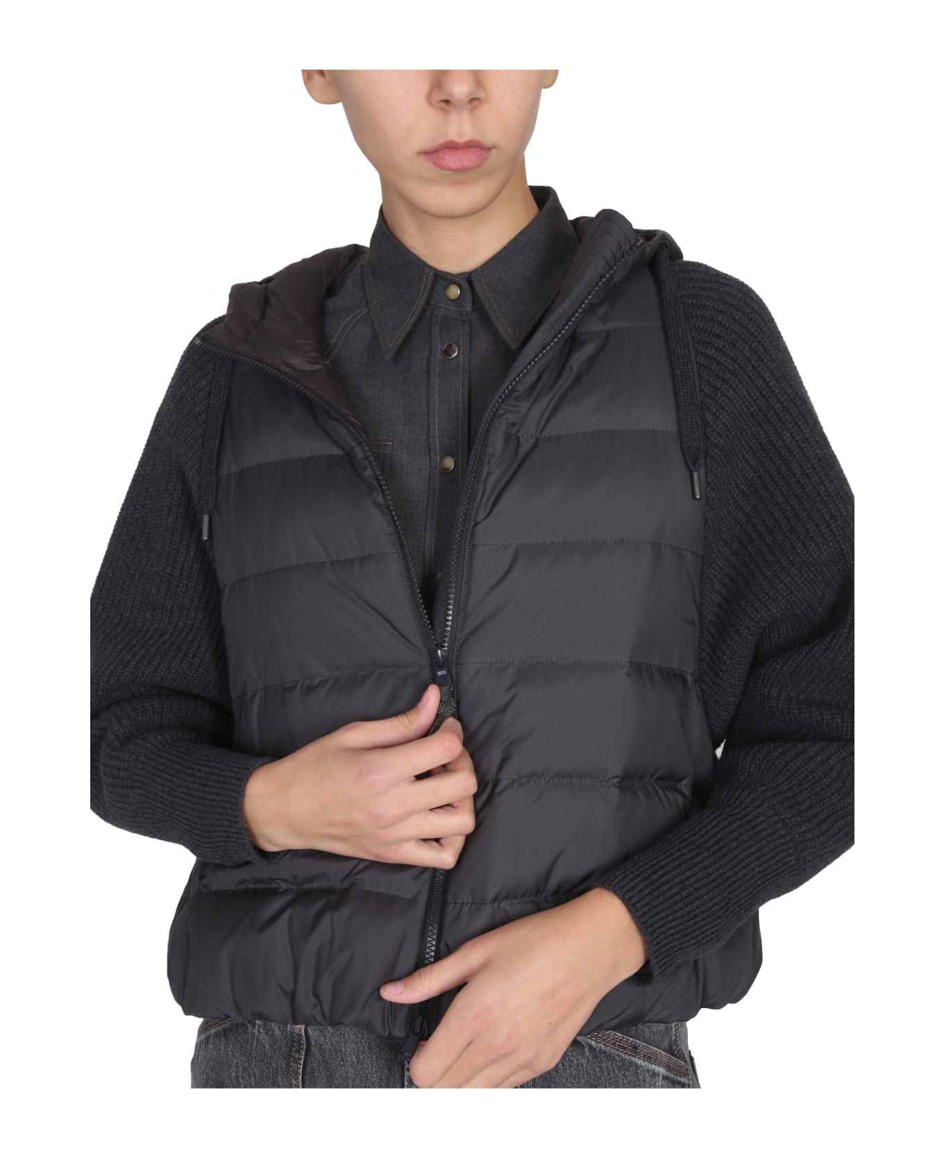 Brunello Cucinelli Down Jacket With Hood - Lignite