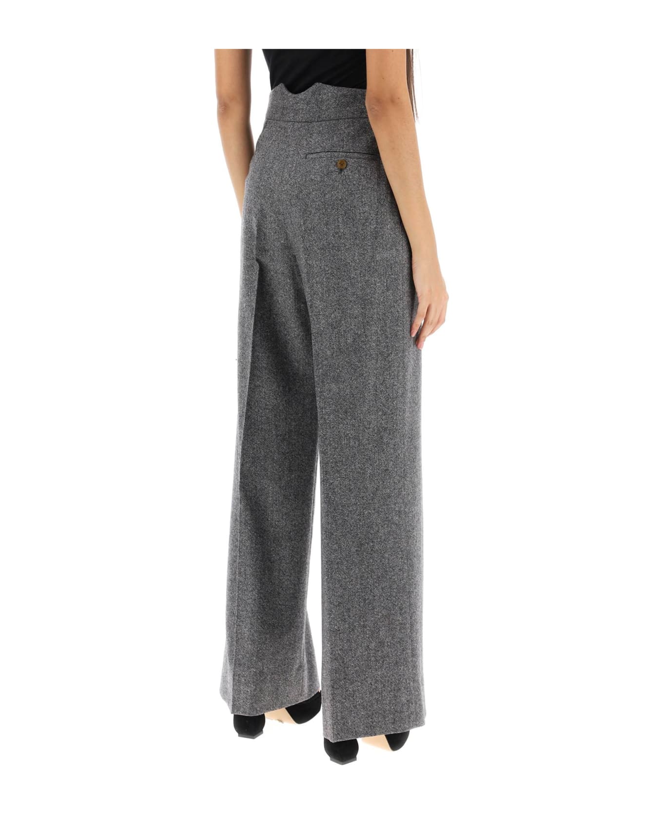 Vivienne Westwood Lauren Trousers In Donegal Tweed - BLACK WHITE (White) ボトムス