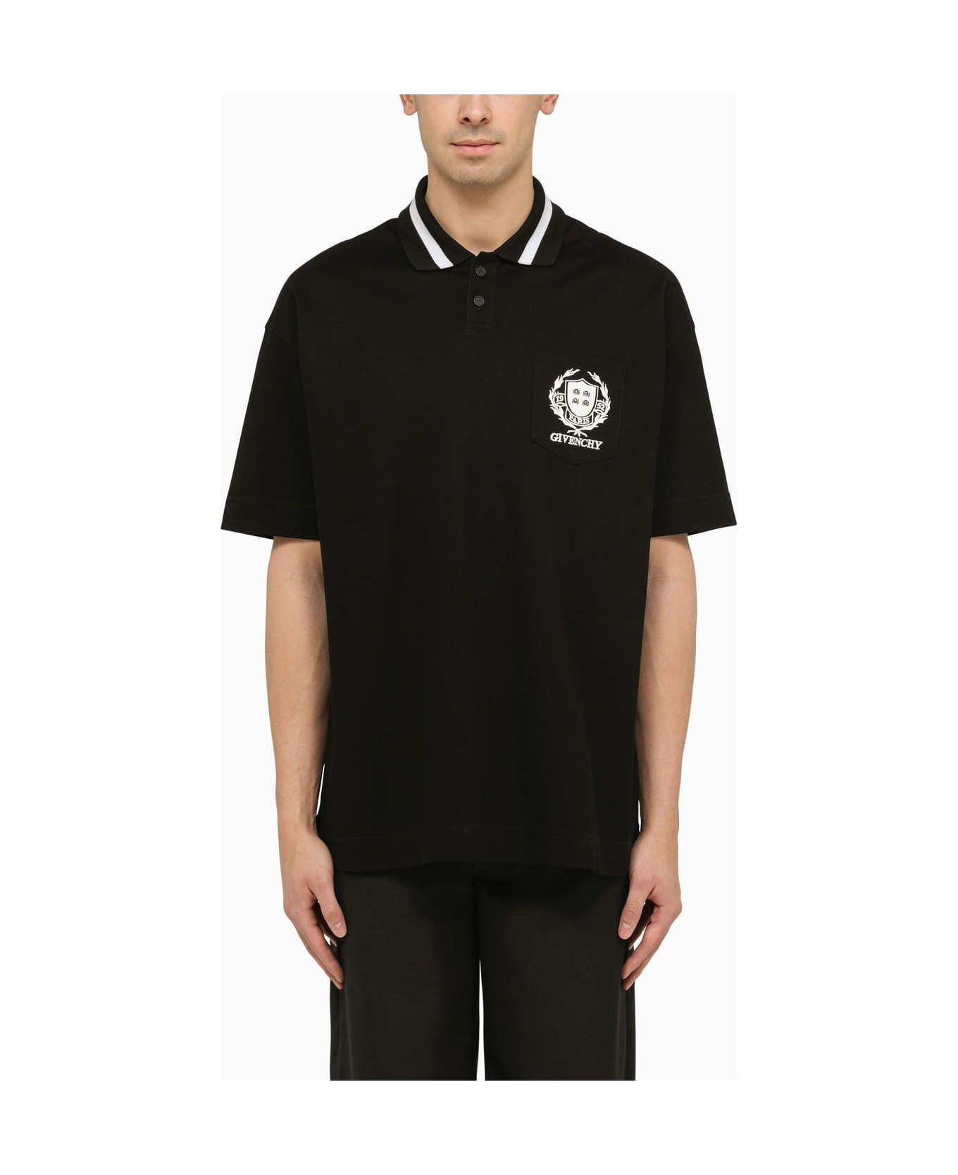 Givenchy Black Cotton Polo Shirt With Logo - Black