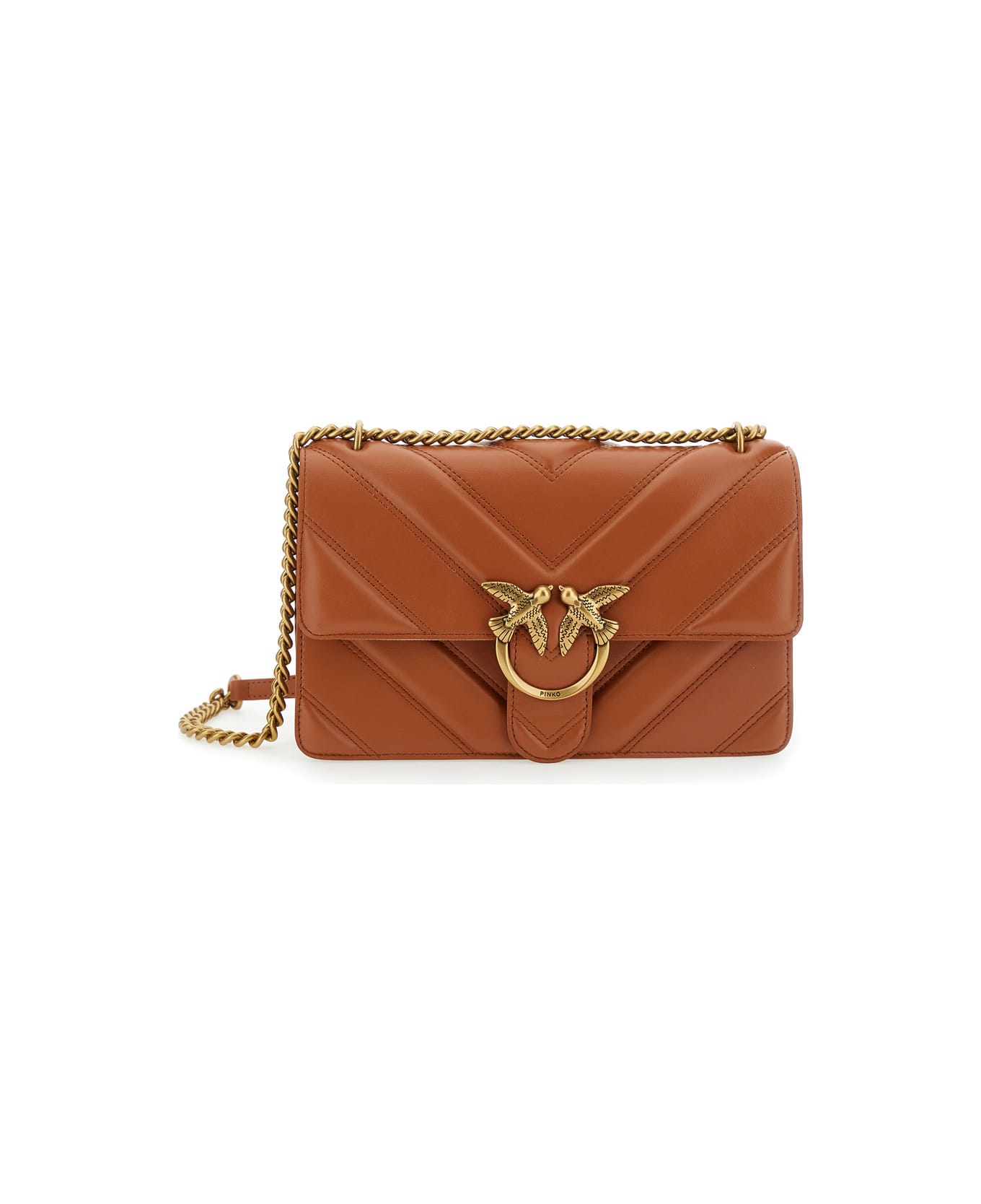 Pinko Love Bag Leather Crossbody Bag - Leather Brown