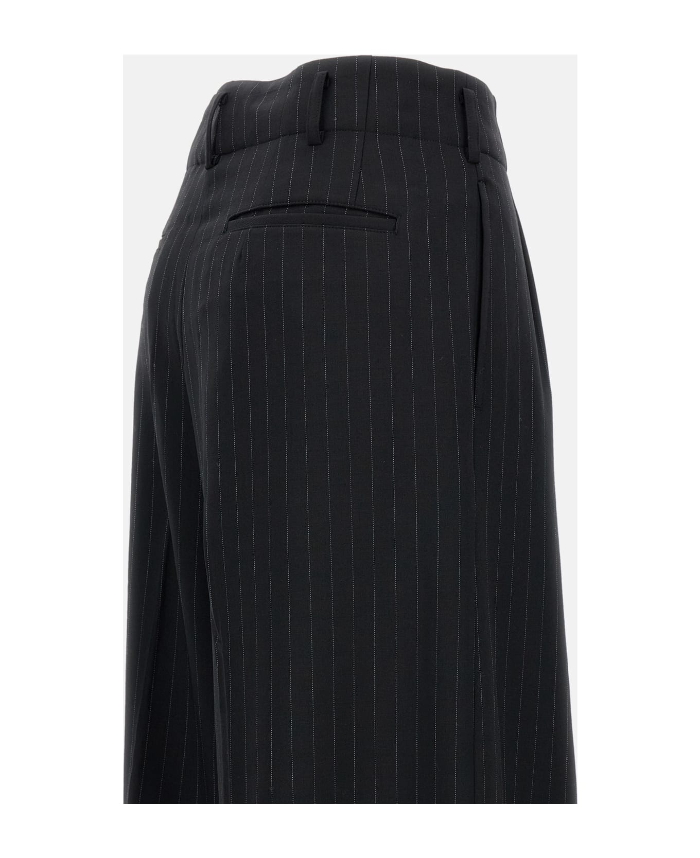 Comme des Garçons Pinstripe Cuffed Trousers - Black