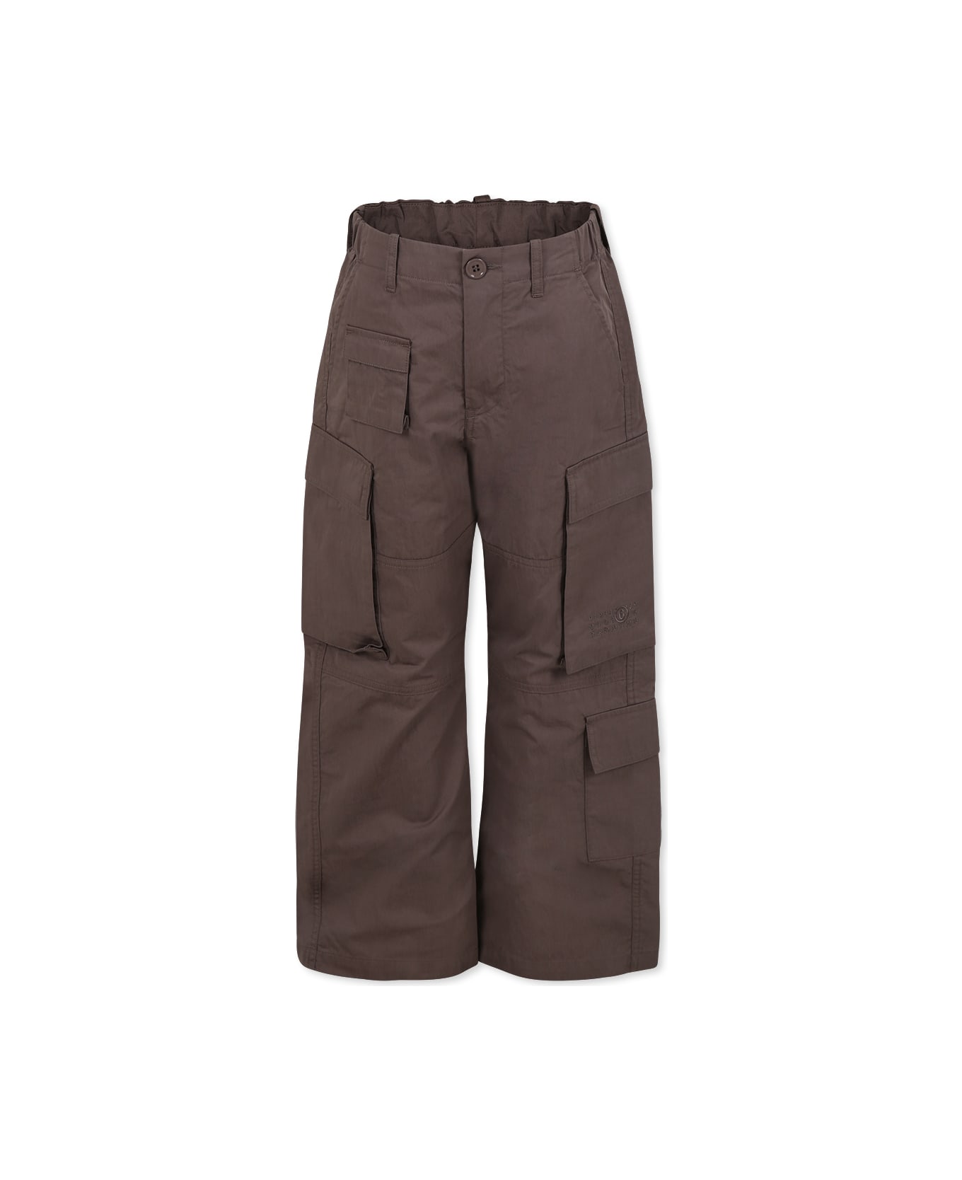 MM6 Maison Margiela Brown Cargo Trousers For Kids With Logo - Brown
