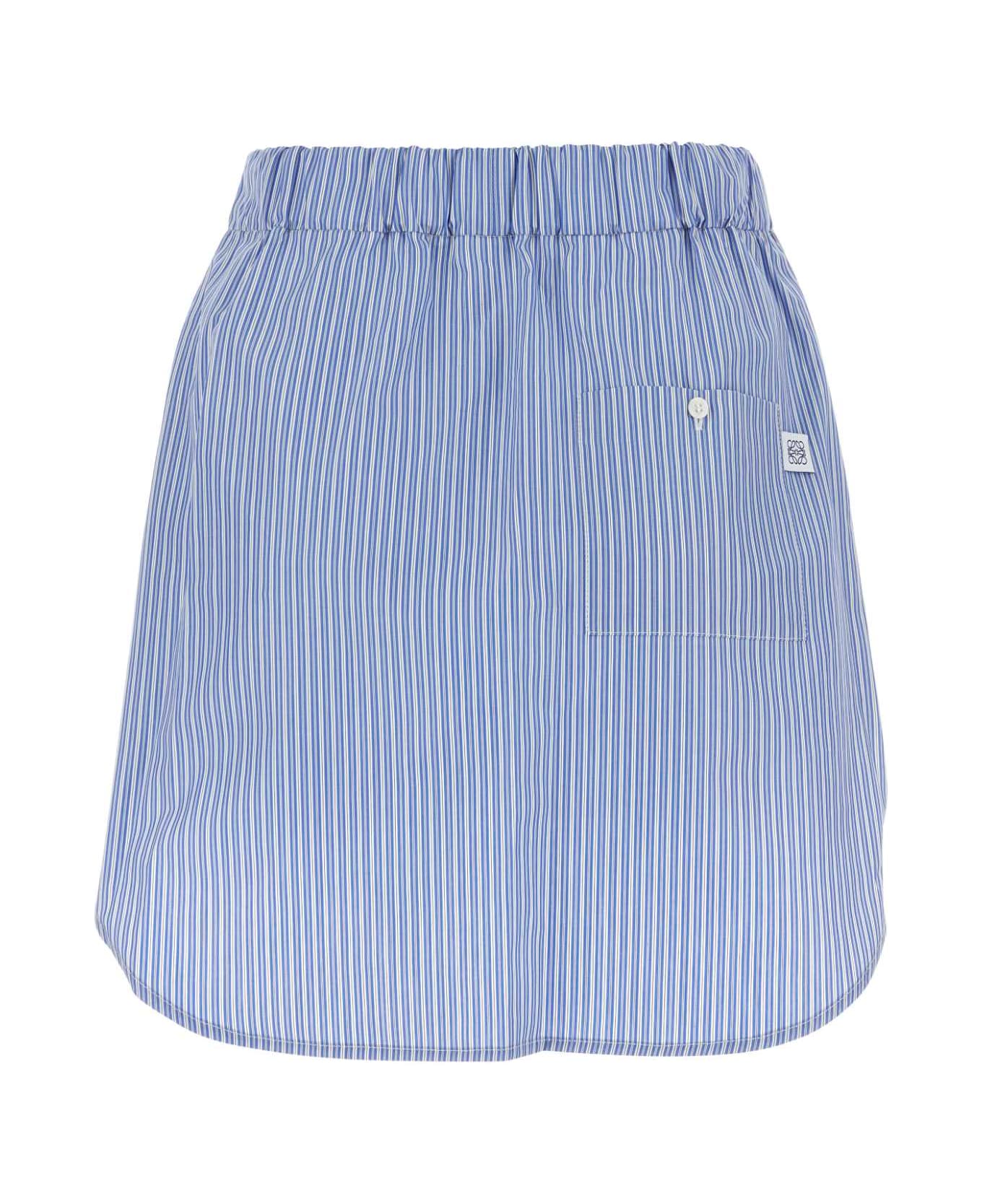 Loewe Printed Cotton Mini Skirt - BLUEWHITE