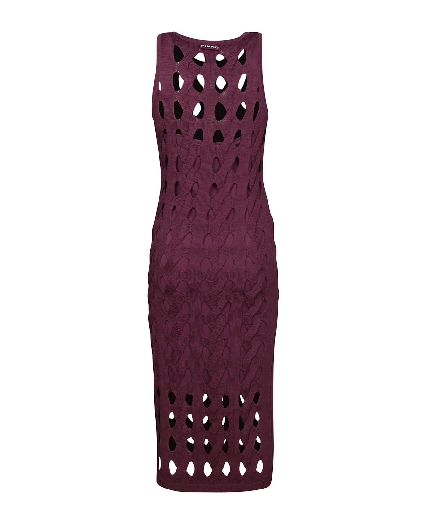 Pinko Openwork Knit Midi Dress - Bordeaux