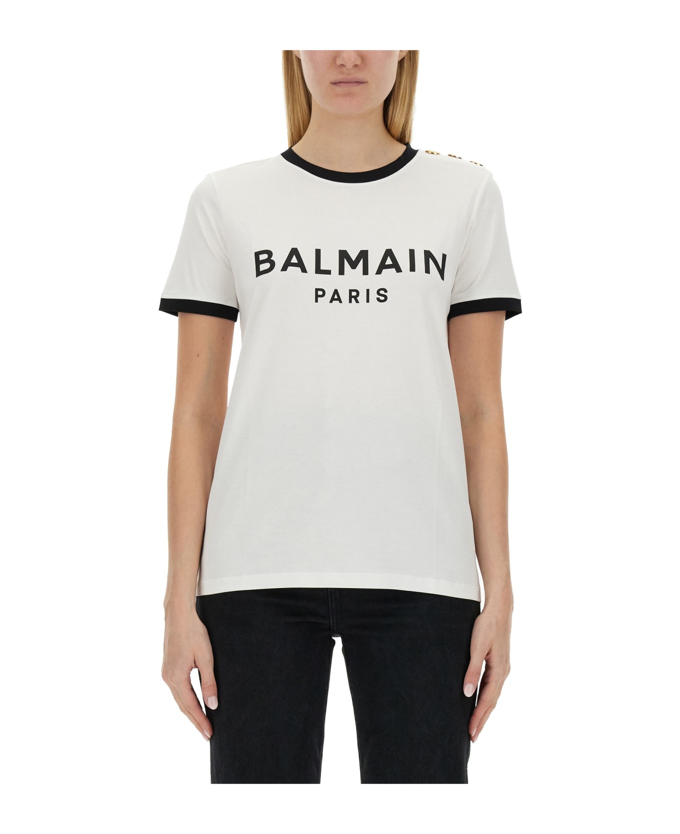 Balmain Padded 3-button T-shirt - BIANCO