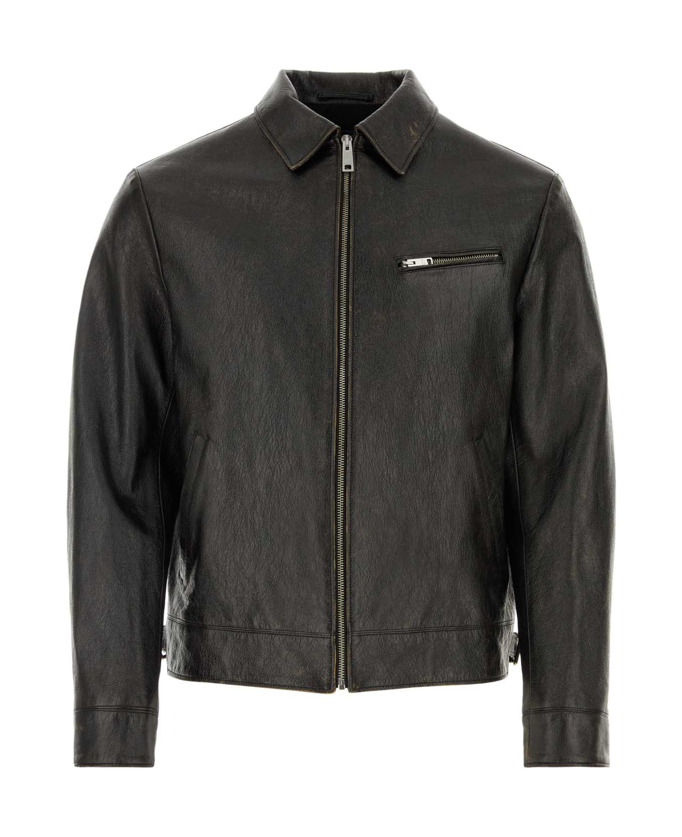 Prada zip-up Black Leather Jacket - NERO