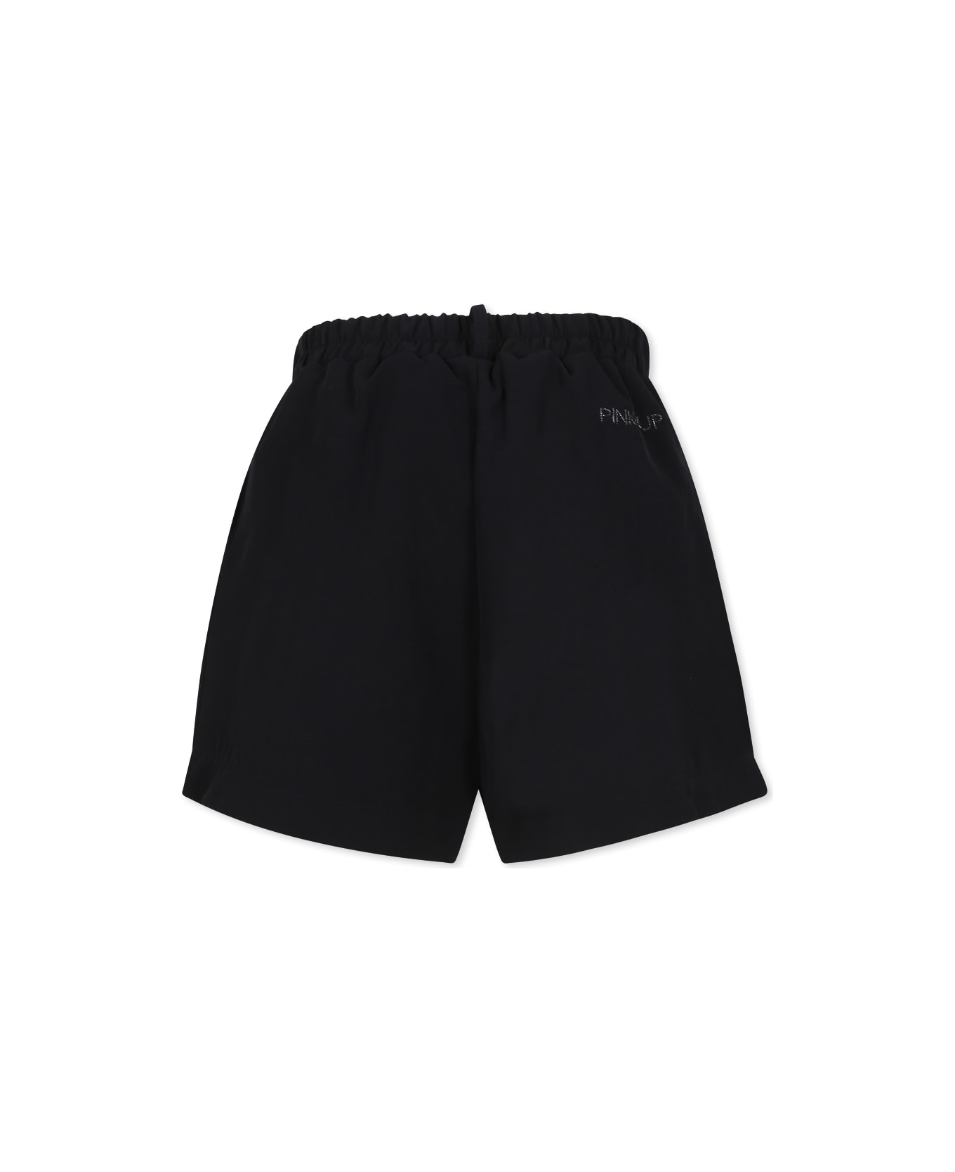 Pinko Black Shorts For Girl With Logo - Black