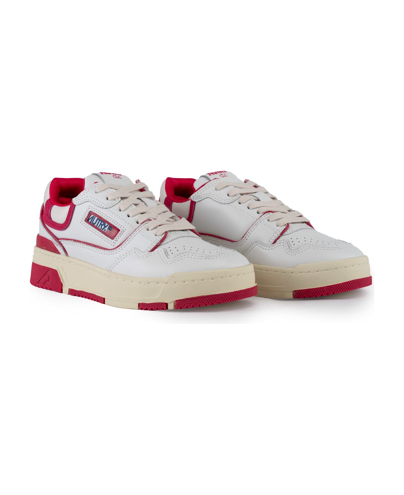 Autry Clc Sneakers In Leather And Suede - White