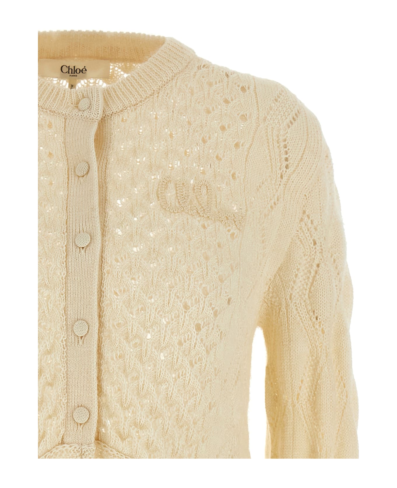 Chloé Pointelle Cardigan - White