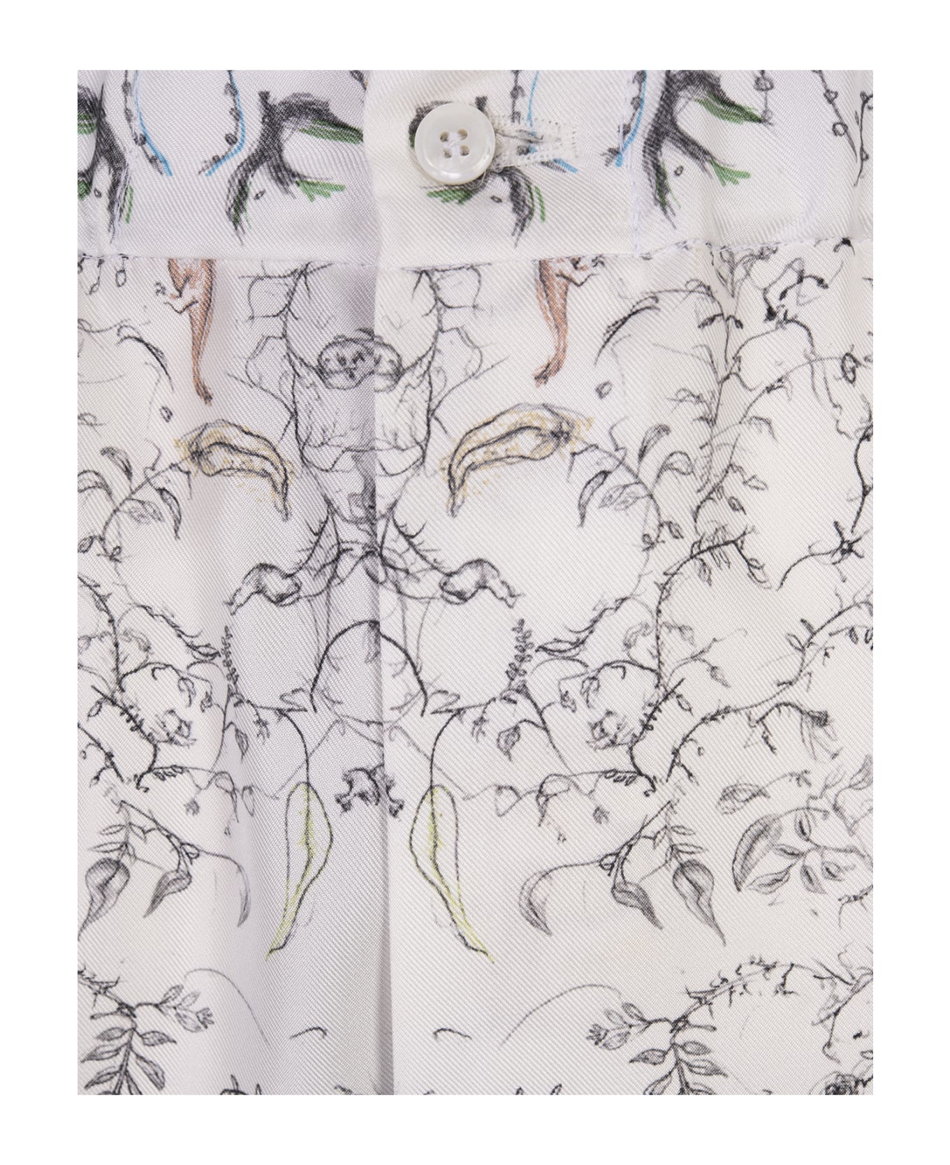 Fabiana Filippi White Printed Silk Twill Trousers - White