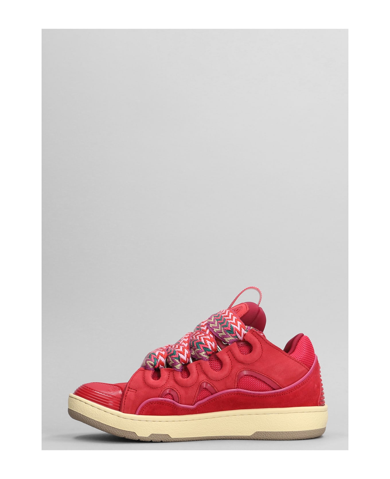 Lanvin Curb Sneakers In Fuxia Suede And Leather - fuxia