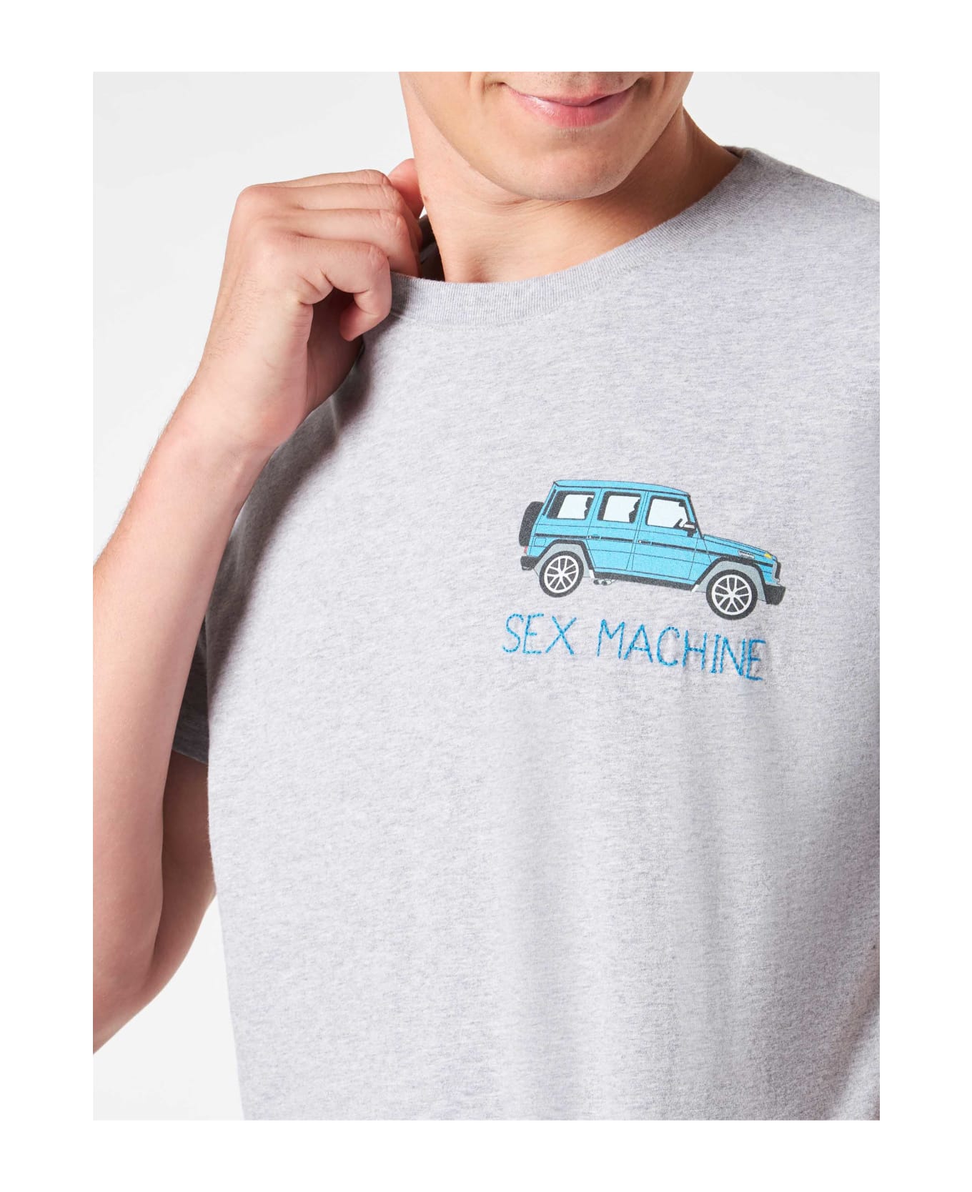 MC2 Saint Barth Man Heavy Cotton T-shirt With Sex Machine Embroidery - GREY