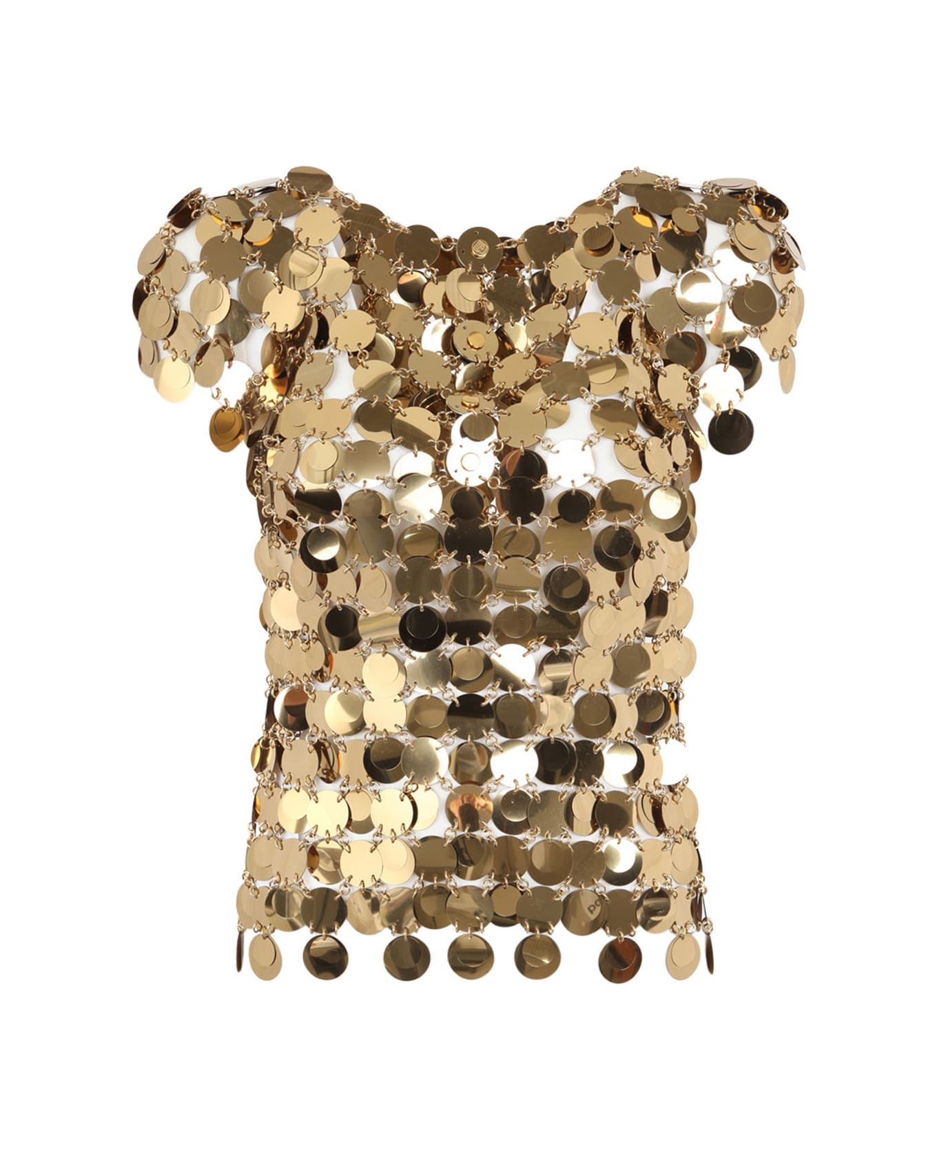 Paco Rabanne Top Short Sleeve Sweater - Gold