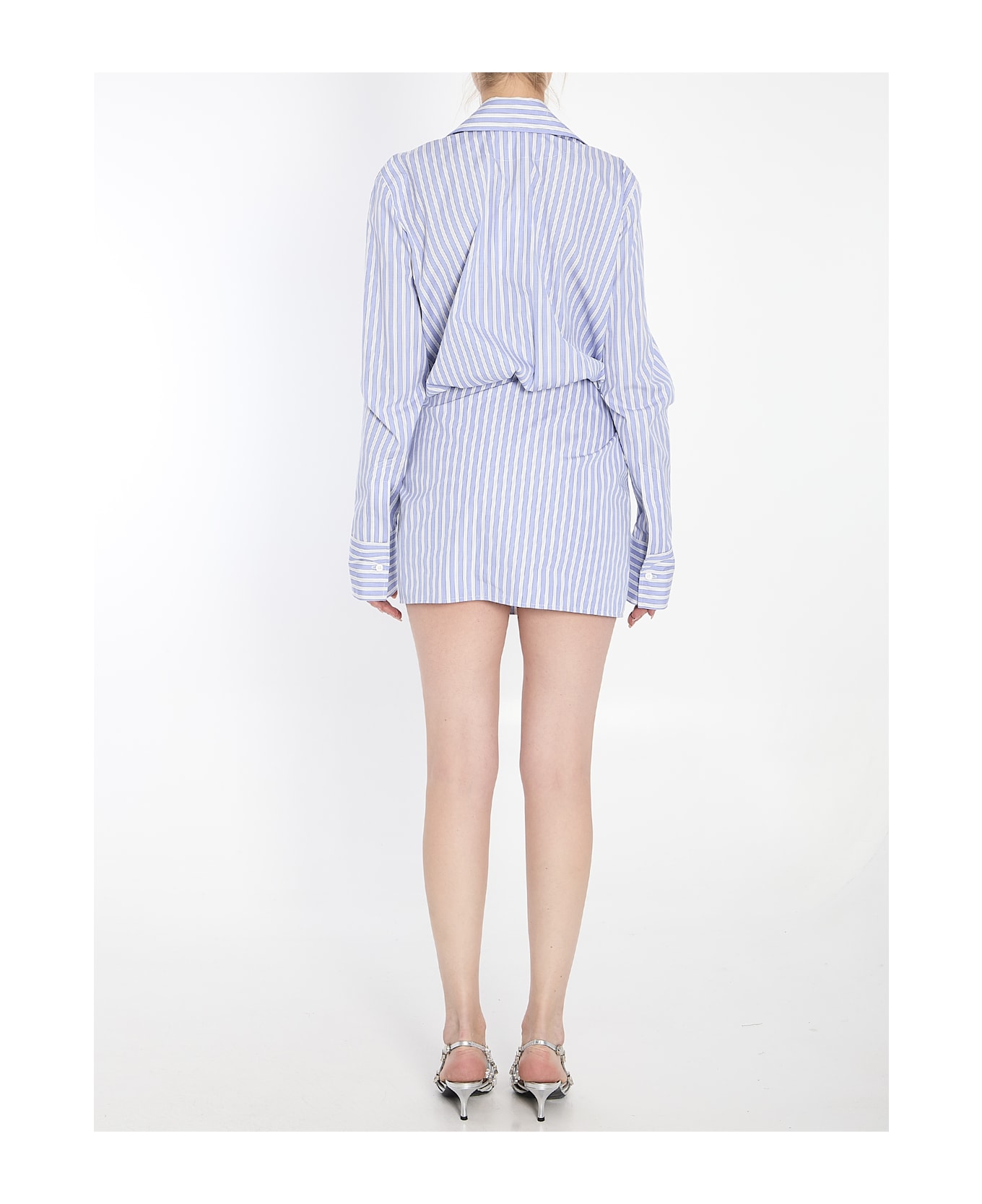 The Attico Mini Shirt Dress - White E Navy Blue ワンピース＆ドレス