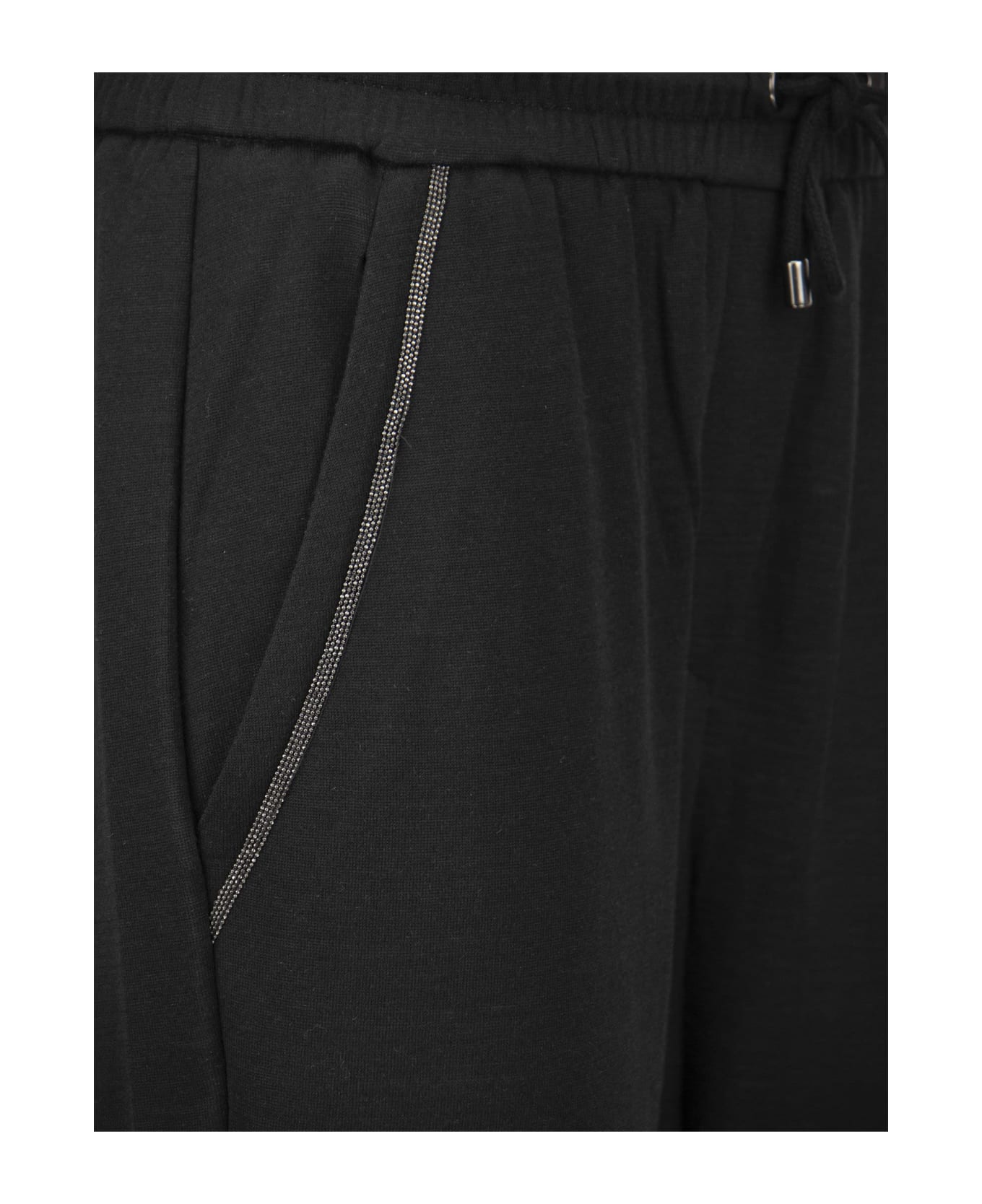 Brunello Cucinelli Cotton-silk Fleece Trousers - Black
