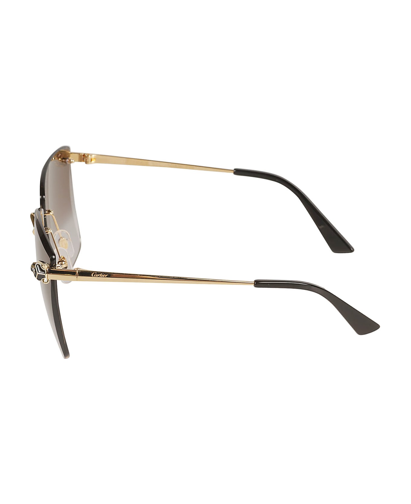 Cartier Eyewear Square Rimless Sunglasses - Gold/Grey サングラス
