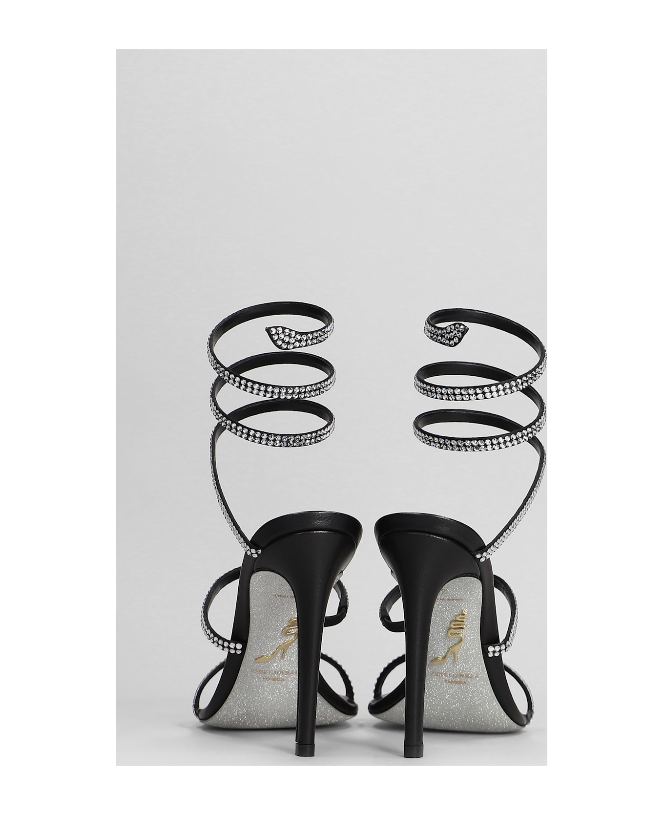 René Caovilla Cleo Sandals In Black Leather - black