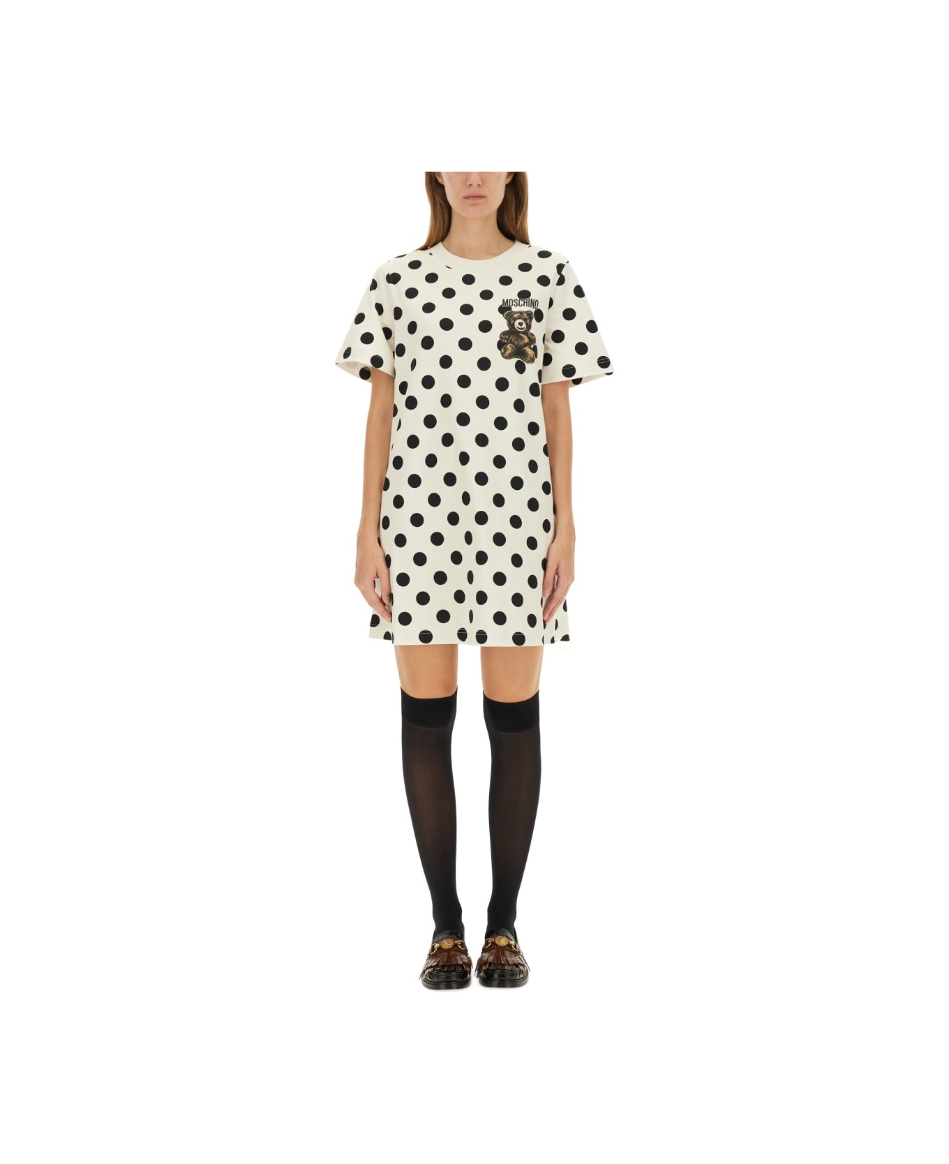 Moschino "teddy Polka Dots" Dress - IVORY