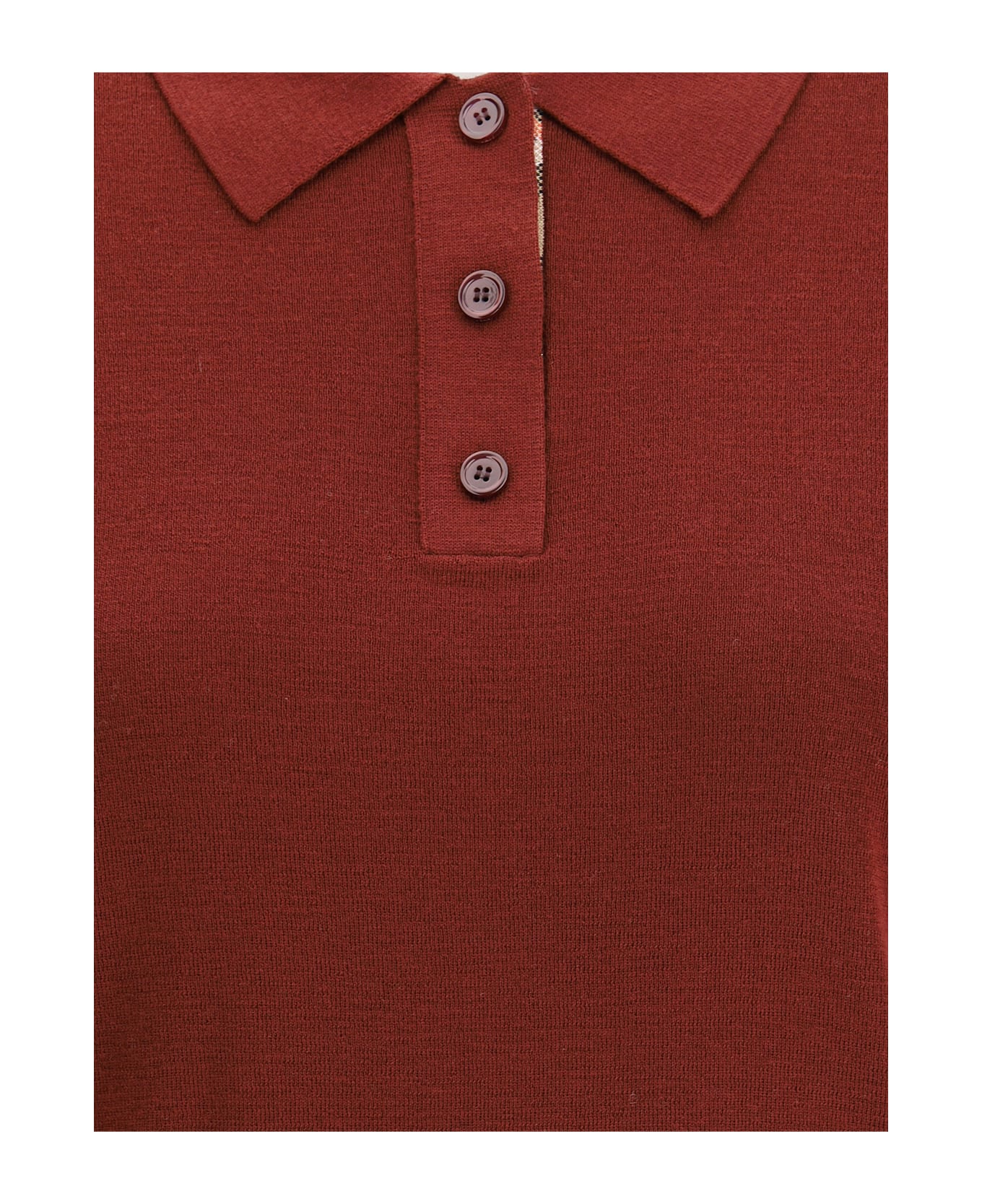 Burberry Wool Polo Shir - BROWN