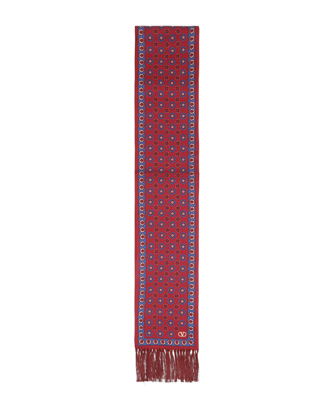 Valentino Garavani Silk Scarf - Rdm Rosso Bluette Crema Avorio