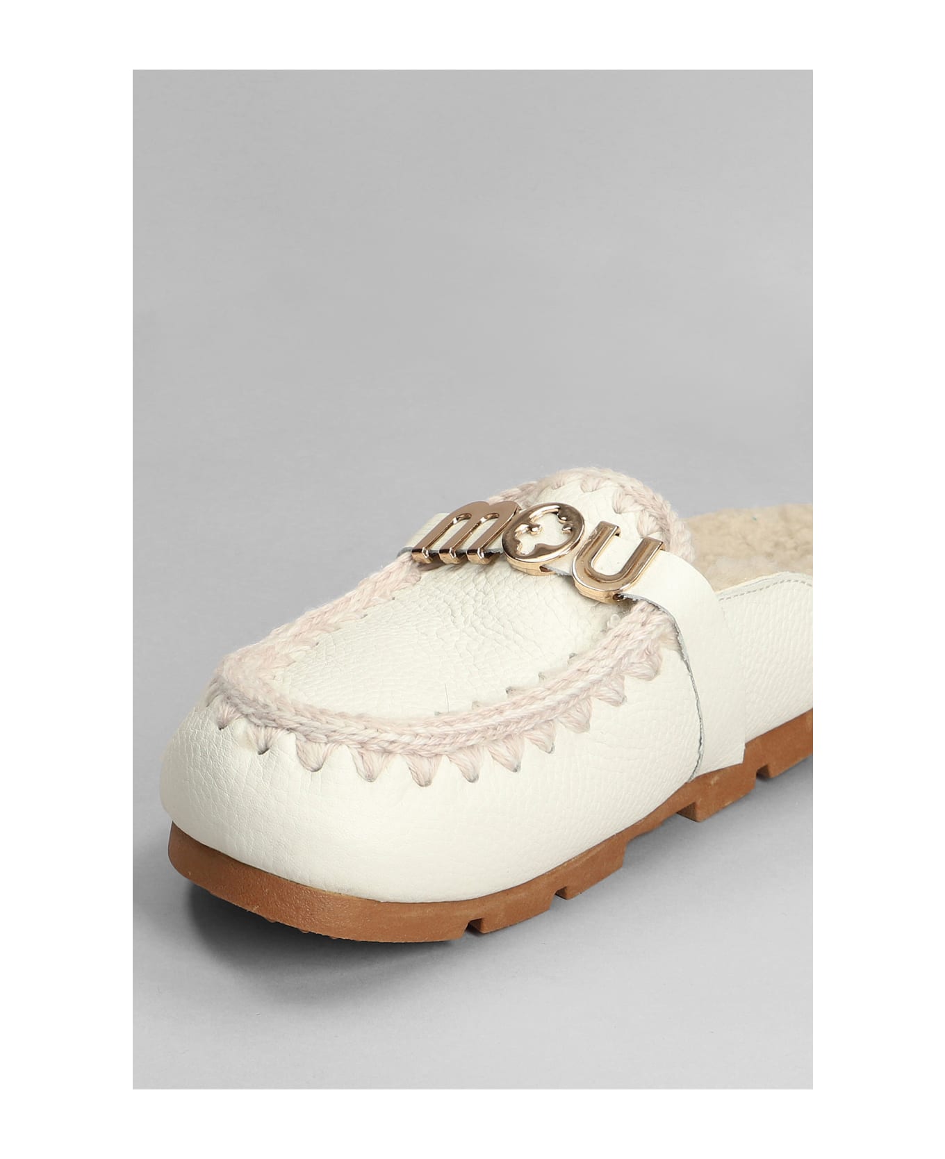 Mou Winter Bio Slipper-mule In White Leather - White