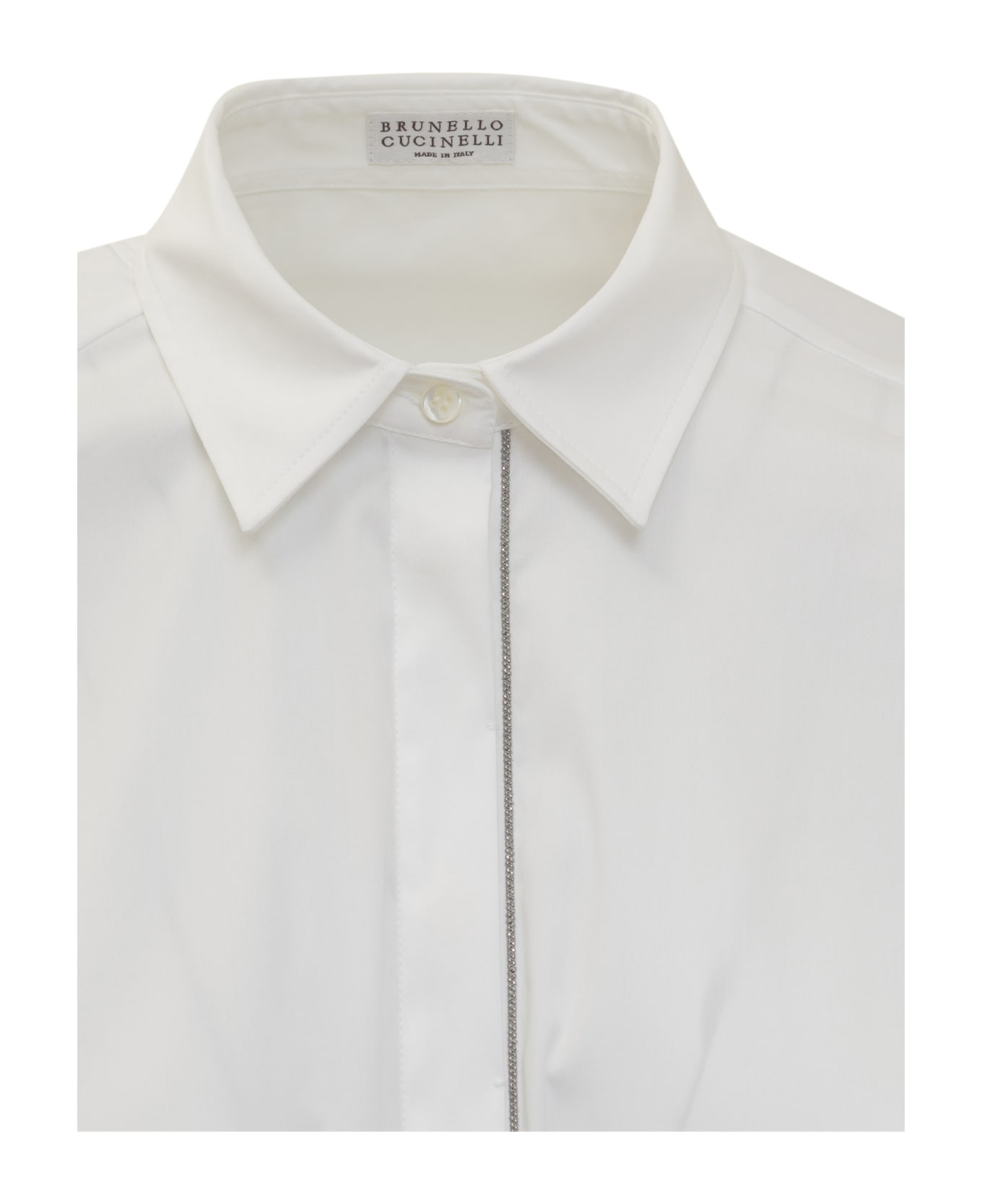 Brunello Cucinelli Cotton Poplin Shirt With Monile Insert - White シャツ