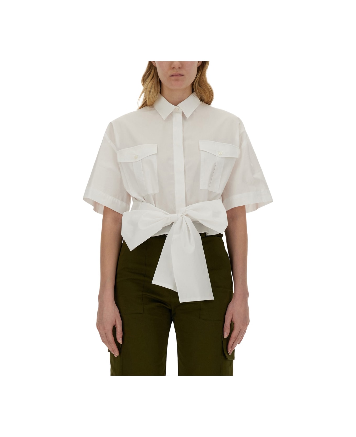 MSGM Shirt With Bow - WHITE