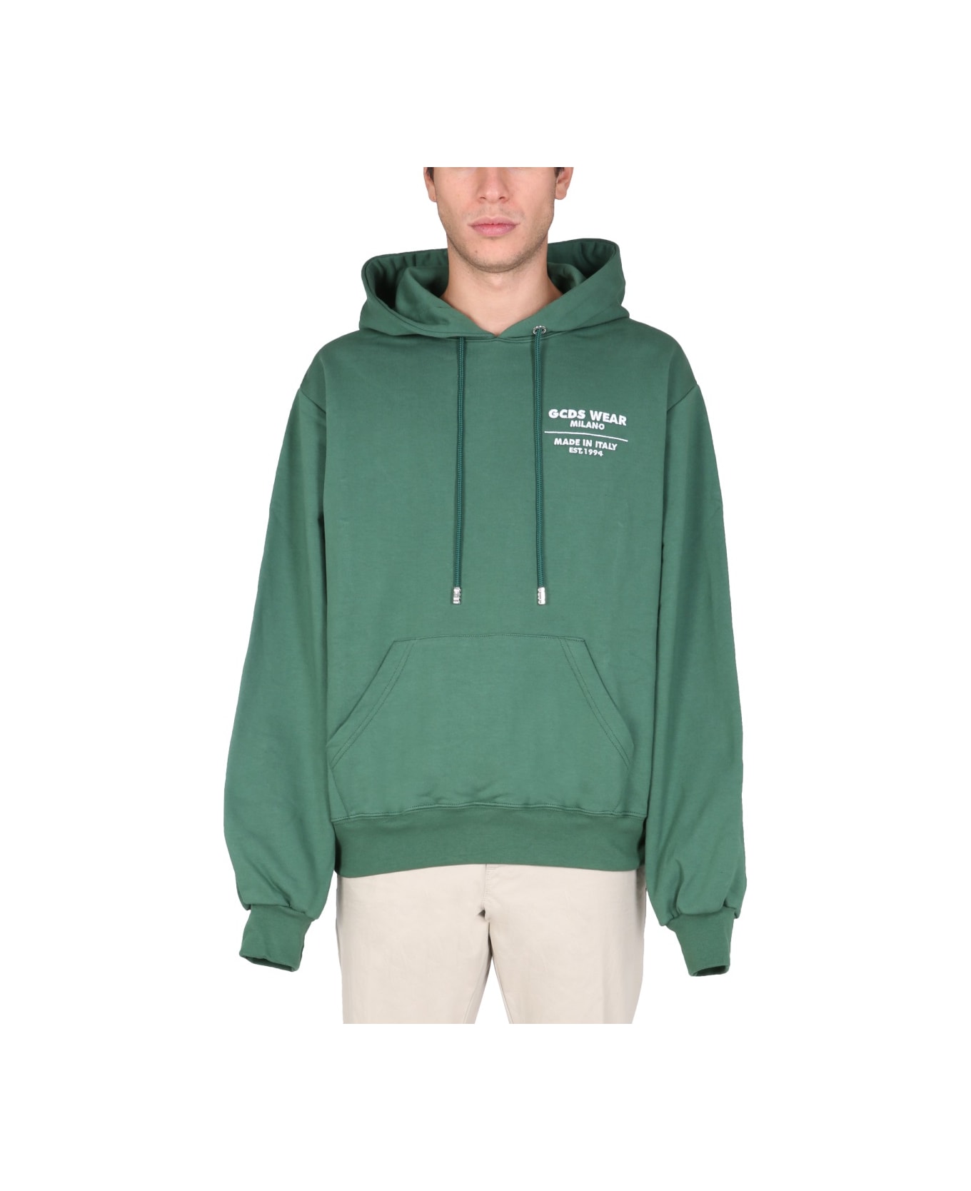 GCDS Sweatshirt With Embroidered College - GREEN
