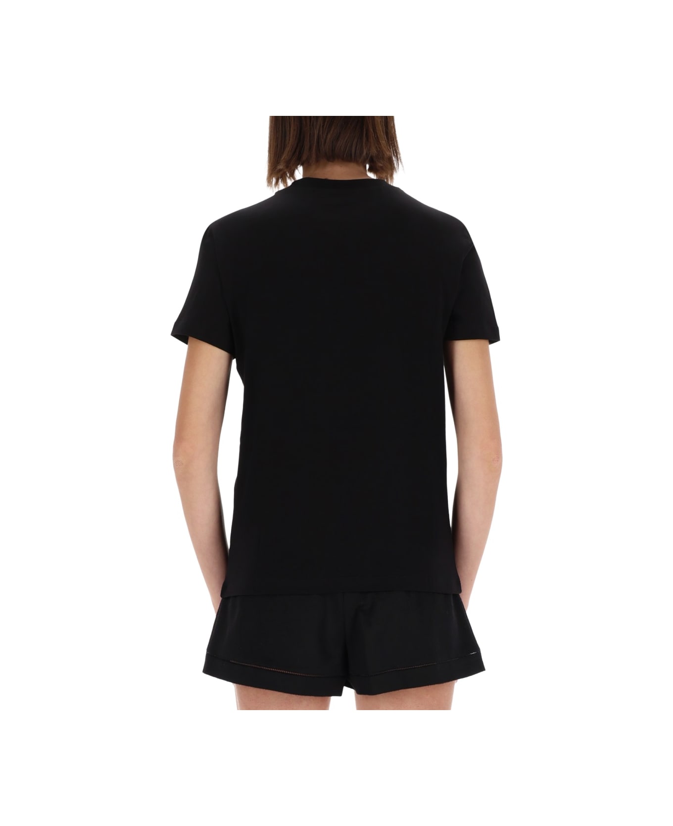 Versace Jeans Couture T-shirt With Logo And Rhinestones - BLACK