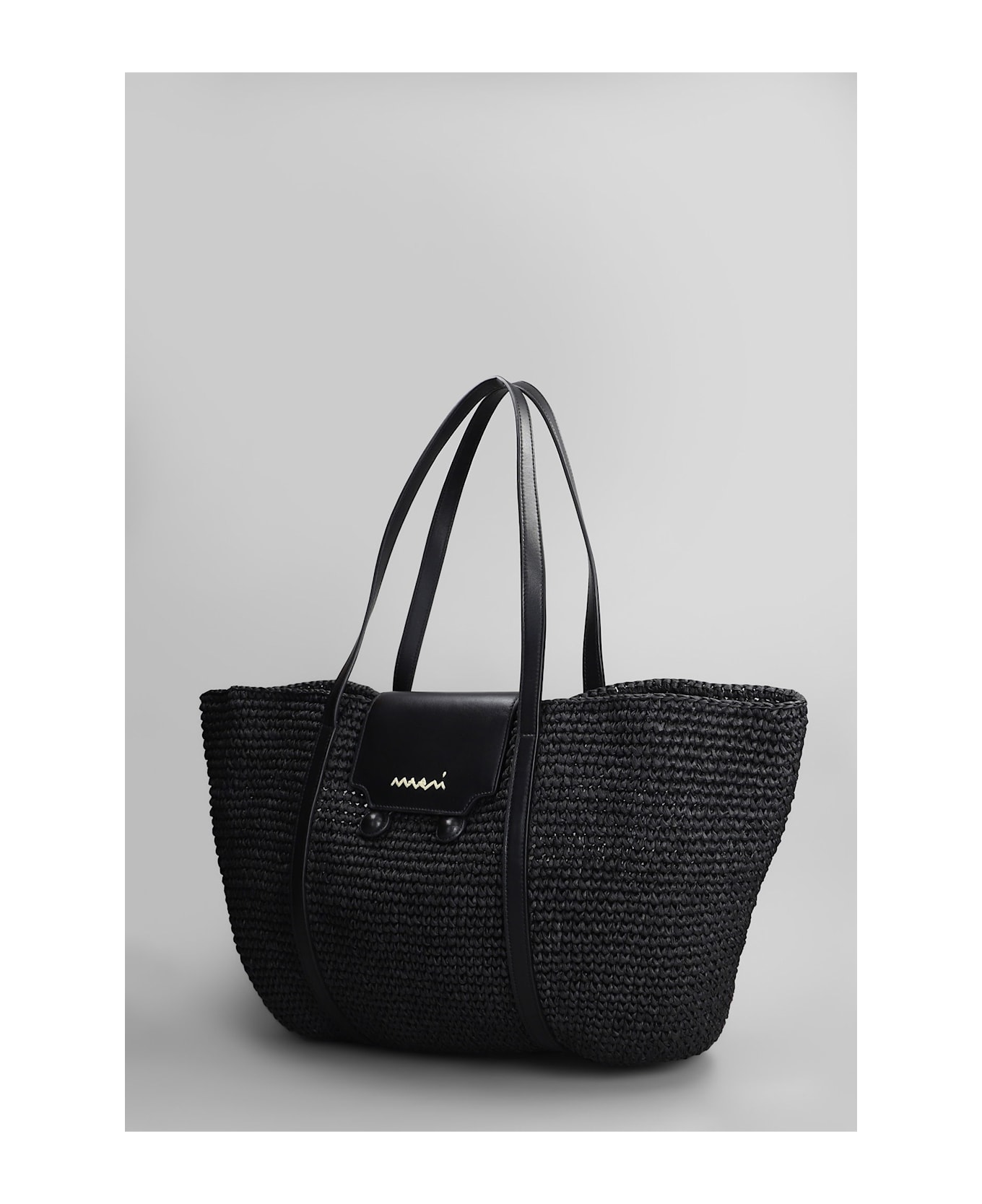 Marni Trunkaroo Tote In Black Raffia - black
