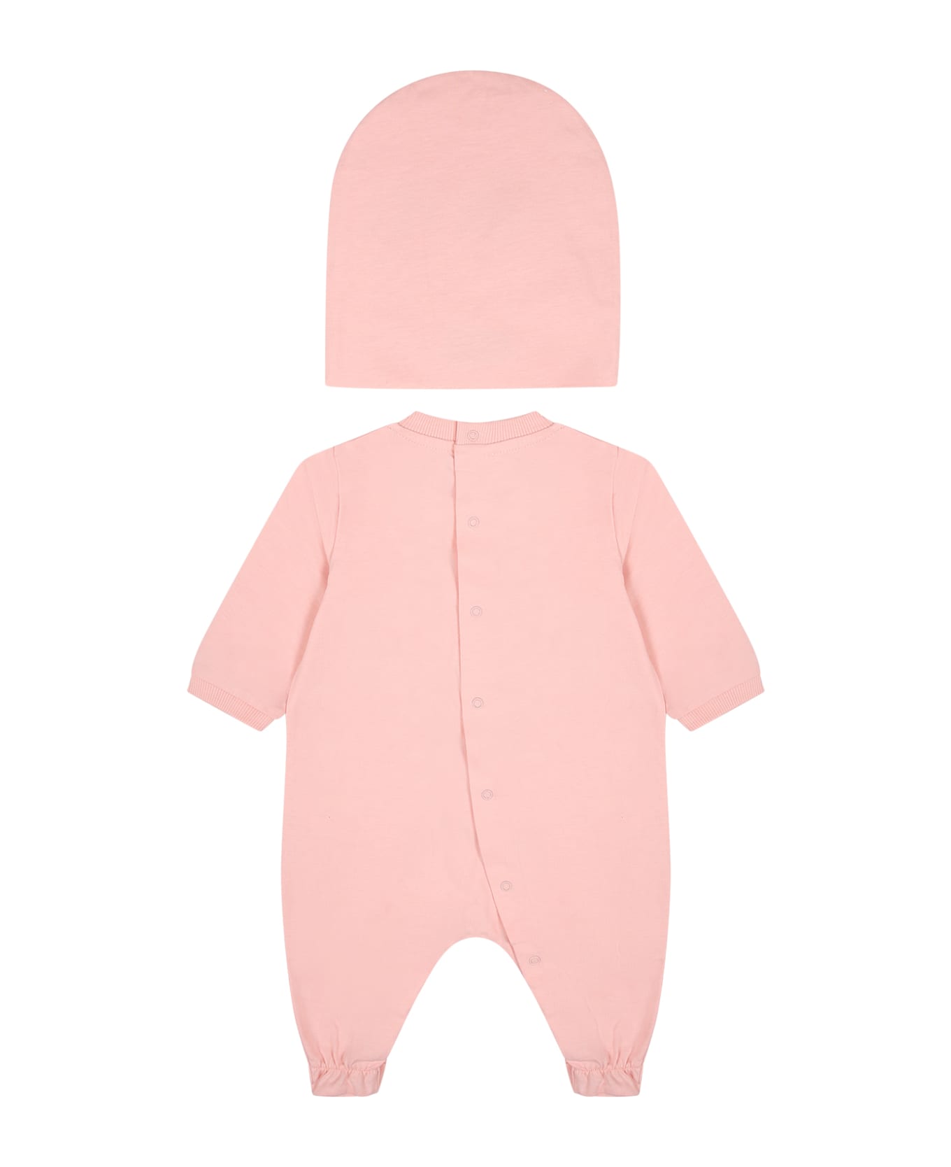 Moschino Pink Set For Baby Girl With Teddy Bear - Pink ボディスーツ＆セットアップ