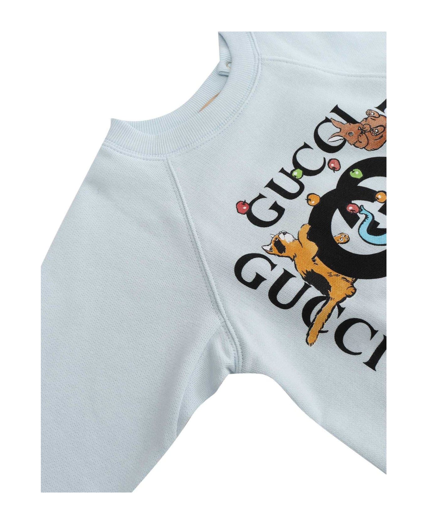 Gucci Animal Logo Printed Crewneck Sweatshirt - Cielo Multicolor