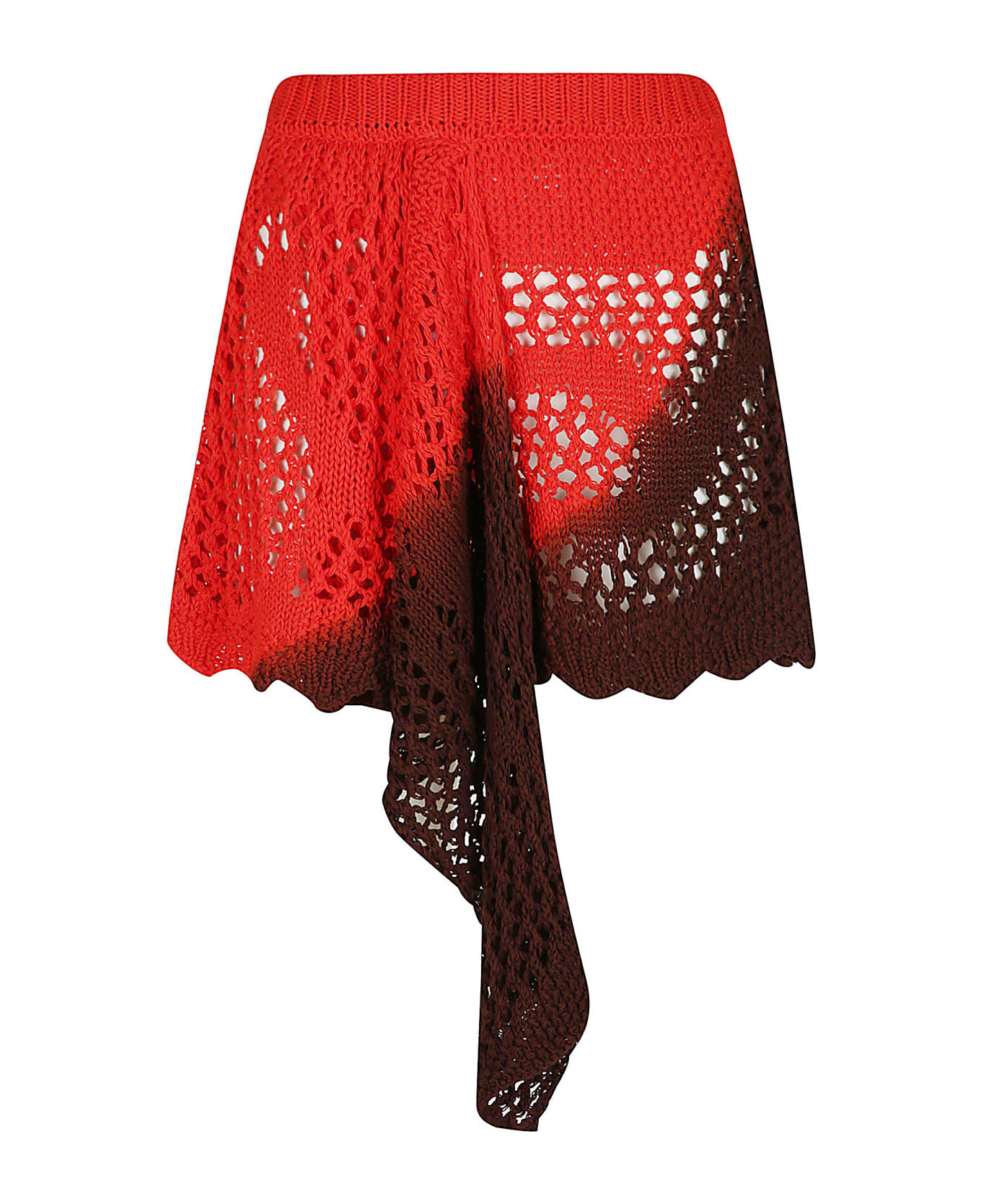 The Attico Elastic Waist Perforated Knitted Midi Skirt - Fuchsia