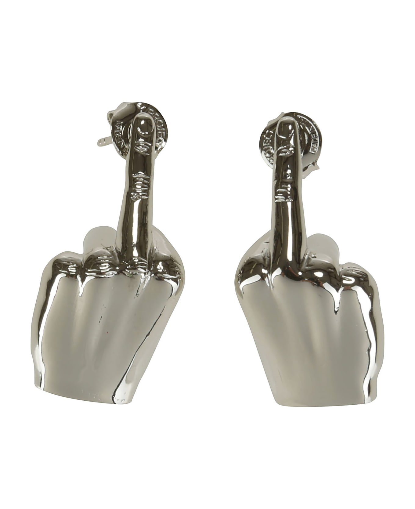 Y/Project Mini Fuck You Earrings Pair - SILVER