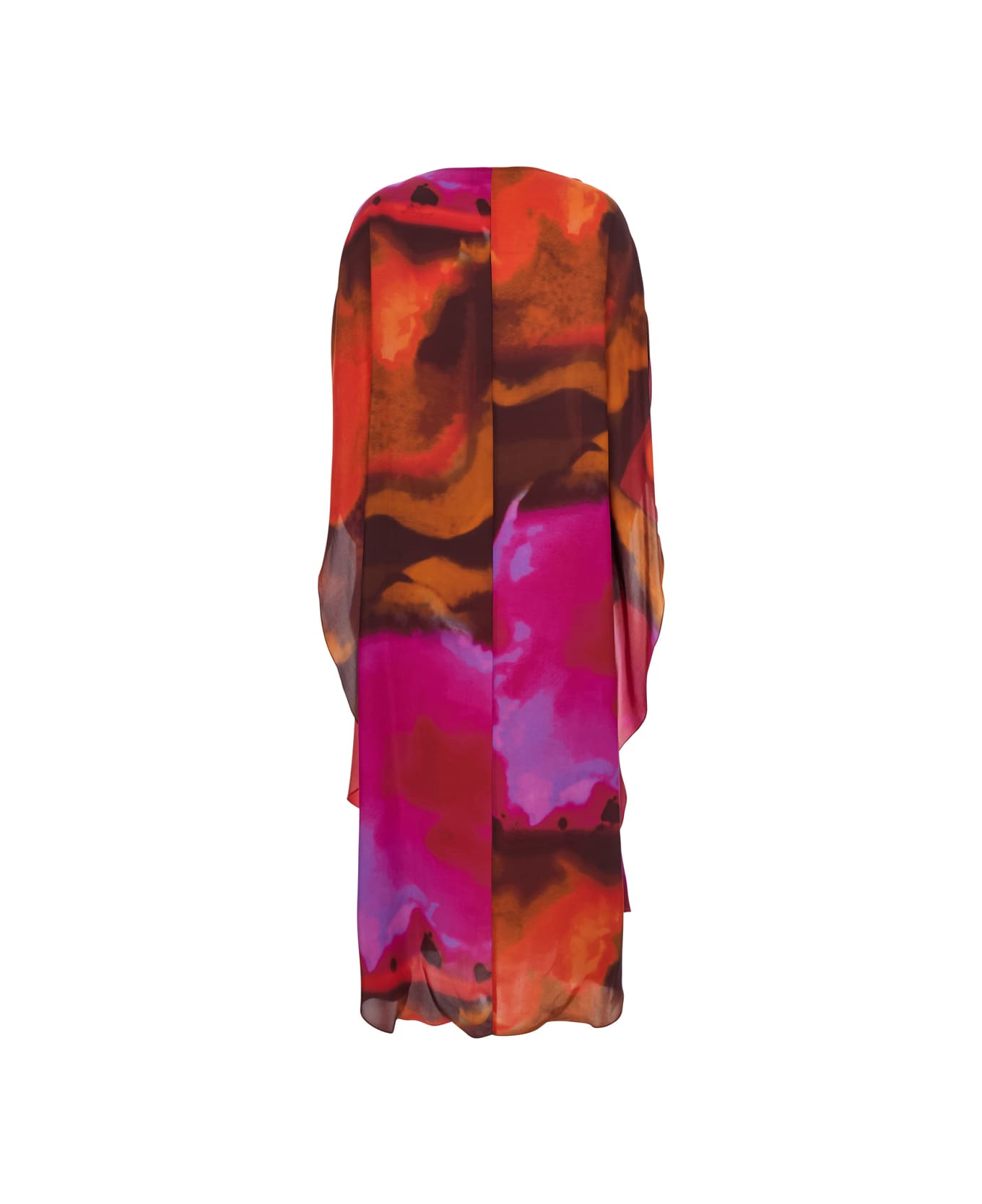 Gianluca Capannolo 
iris
 Multicolor Long Dress With Boat Neckline And All-over Print In Silk Woman - Multicolor