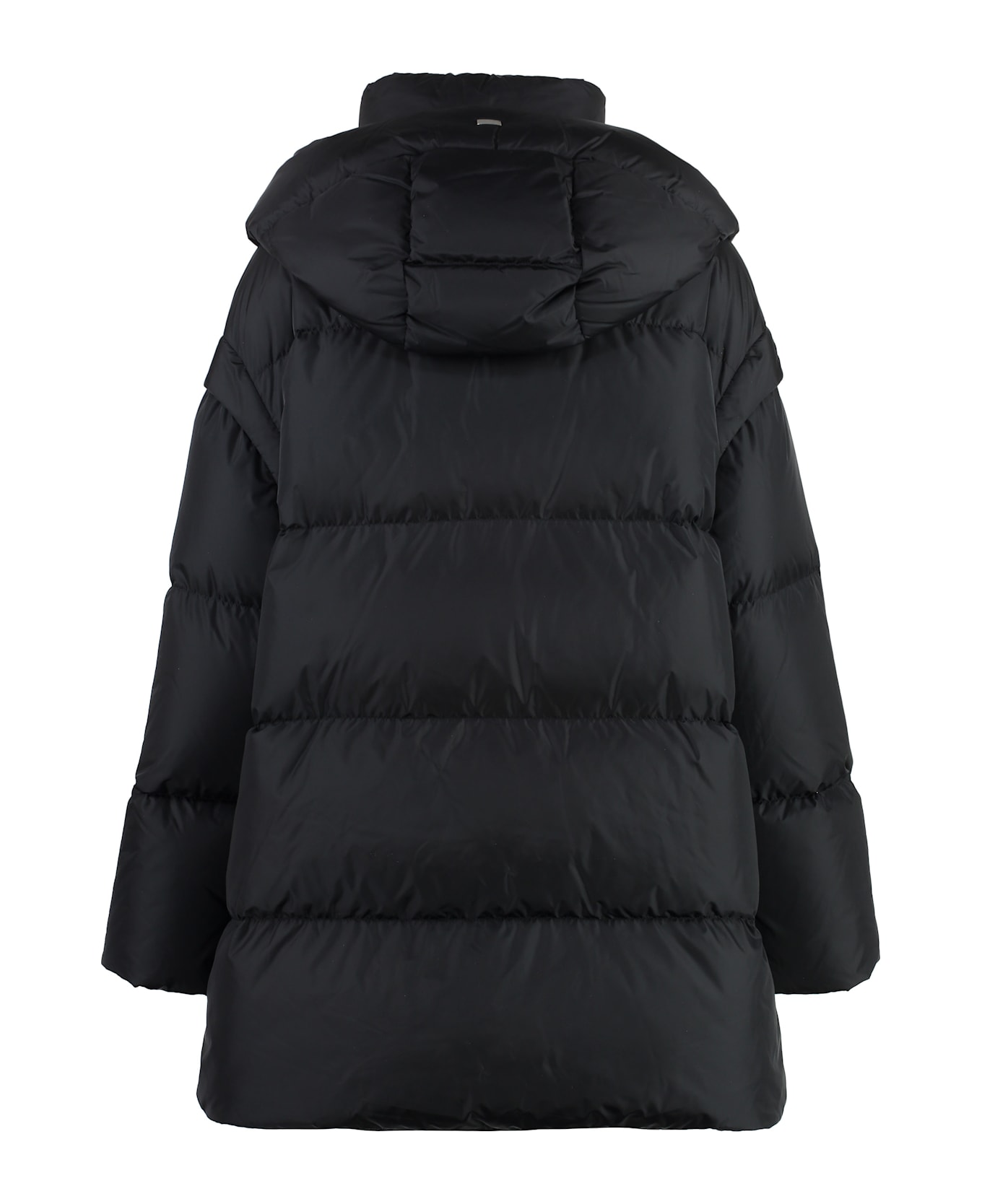 Herno Hooded Techno Fabric Down Jacket - black