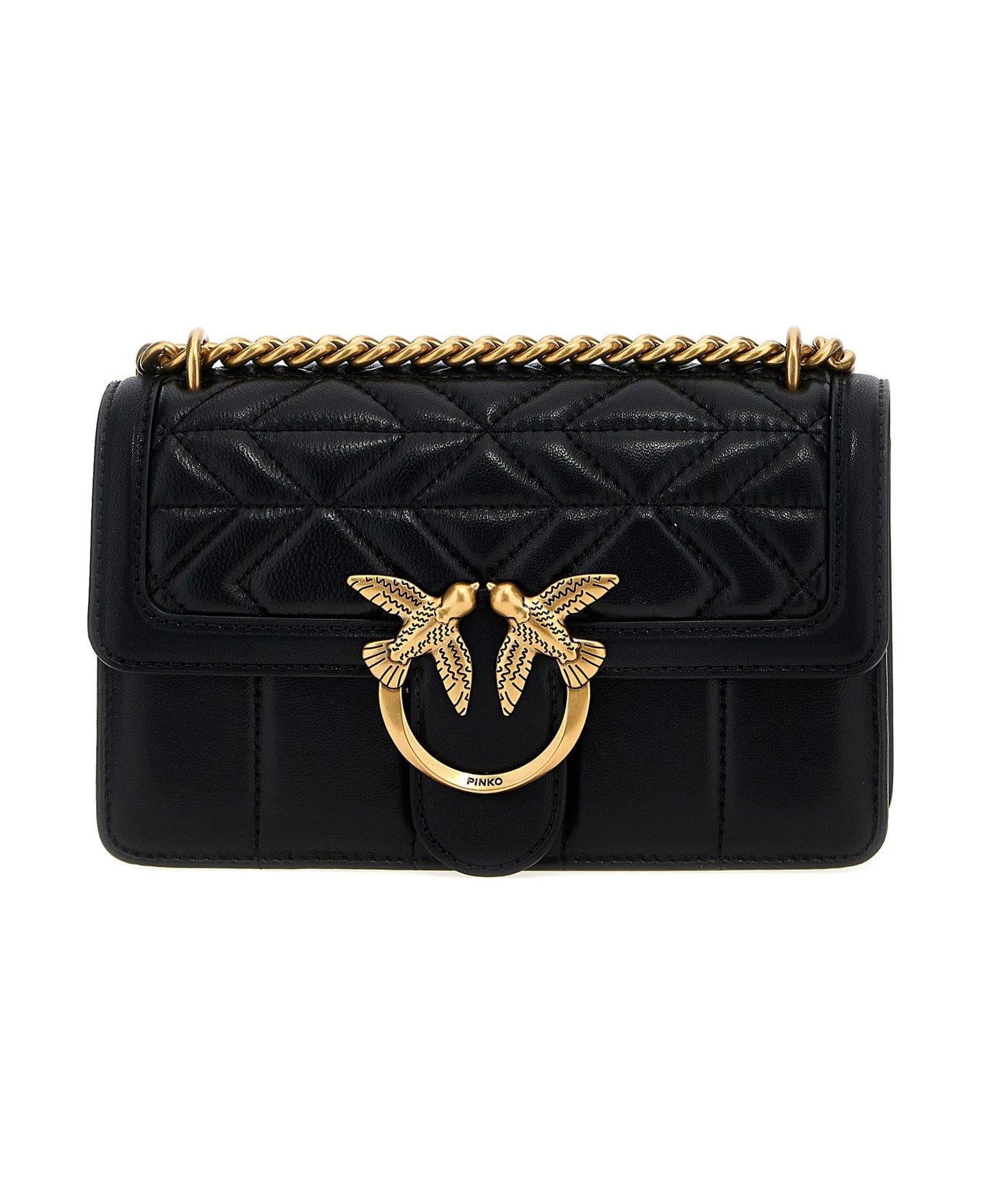 Pinko Love One Mini Crossbody Bag - Q Nero Antique Gold