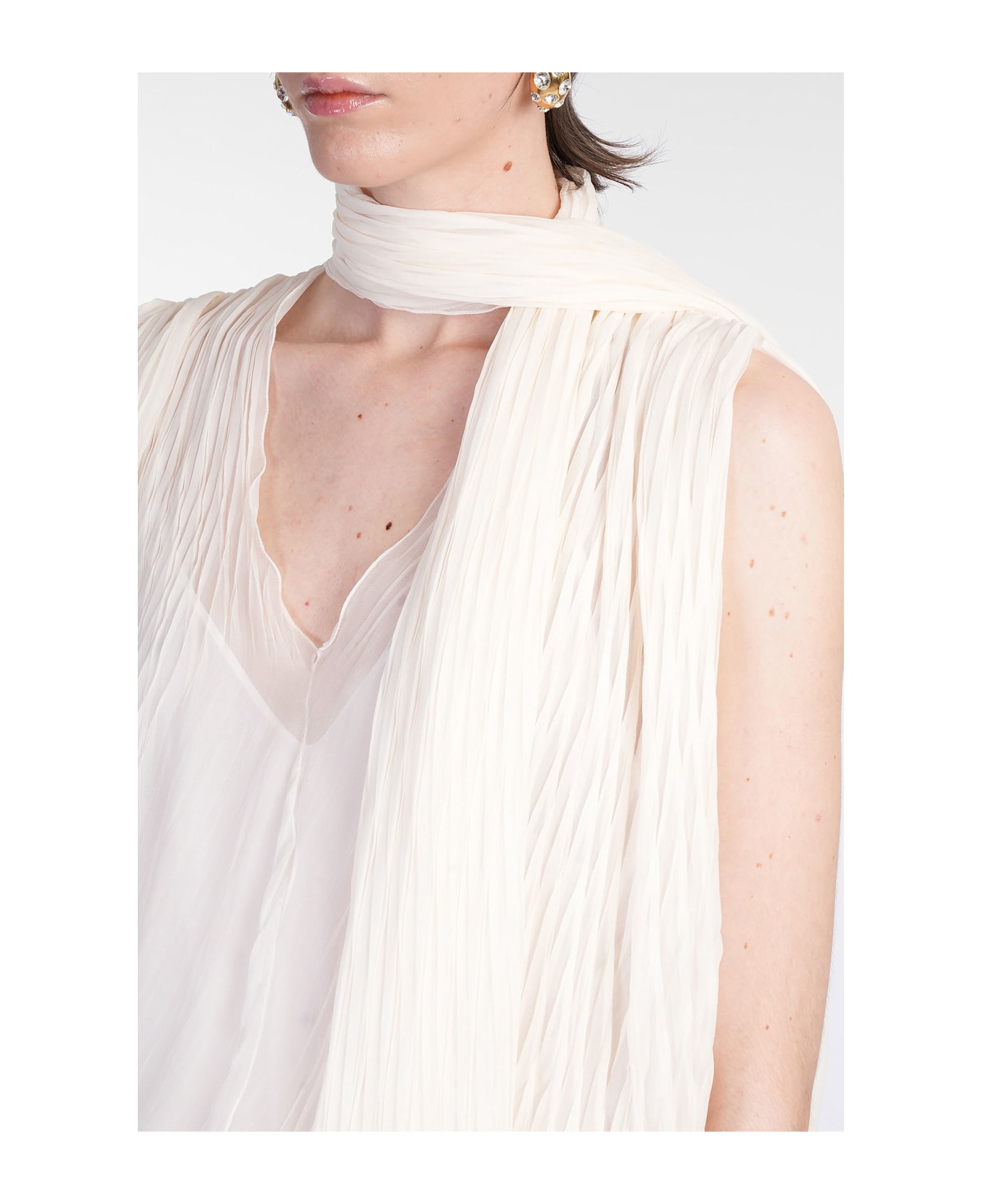 Blumarine Long Dress In Beige Silk - beige