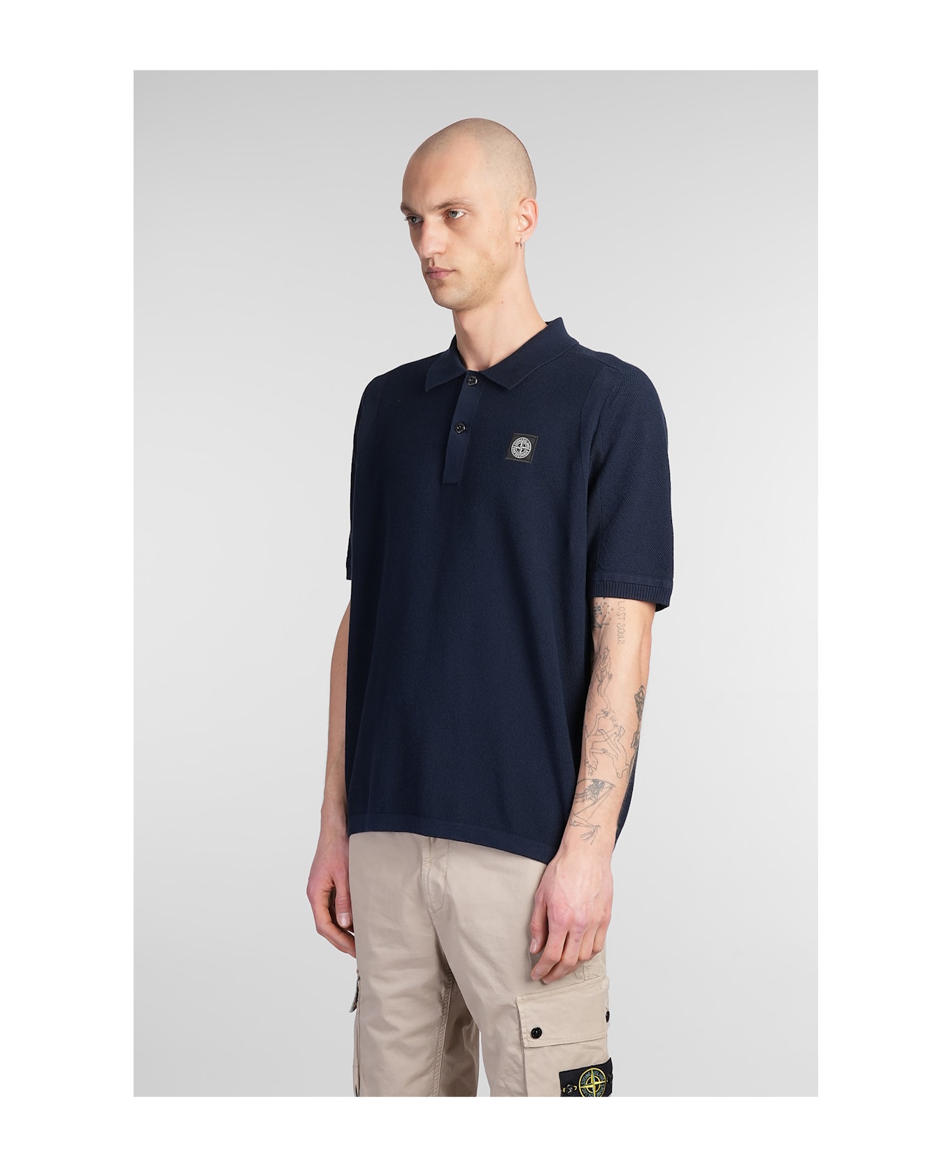 Stone Island Polo In Blue Cotton - blue