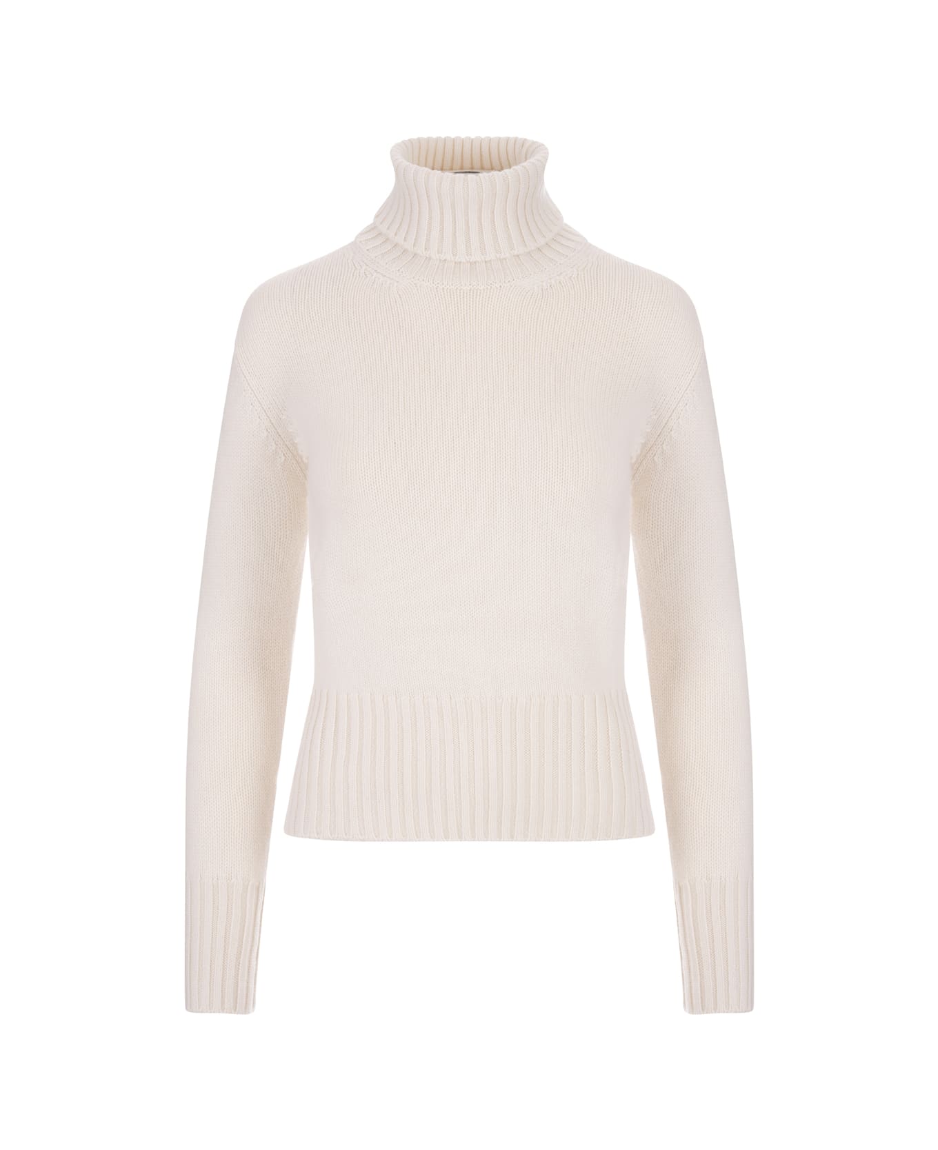 Fedeli Ice Cashmere Derby Turtleneck Sweater - White