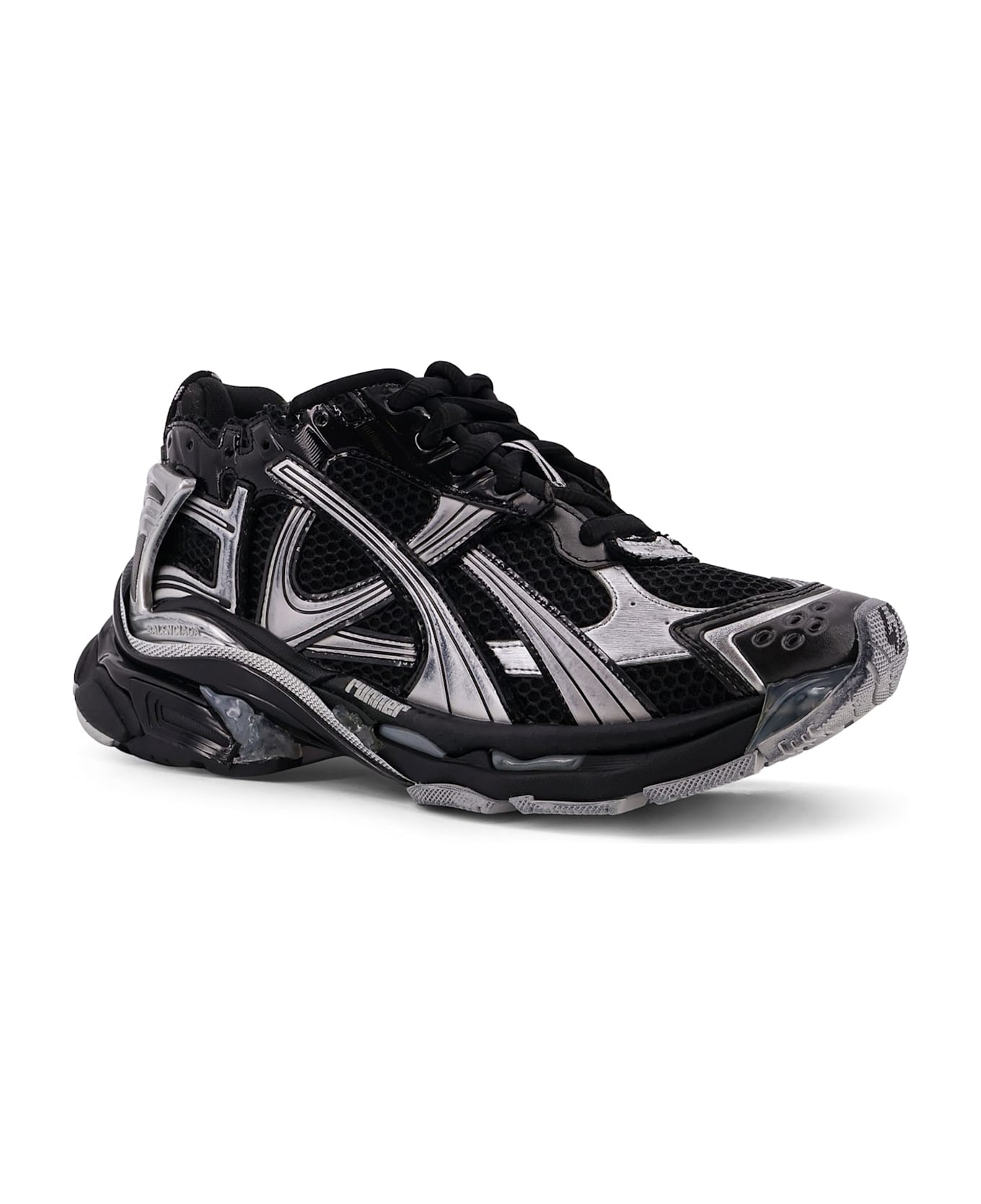 Balenciaga Runner Mesh Low-top Sneakers - BLACK / SILVER